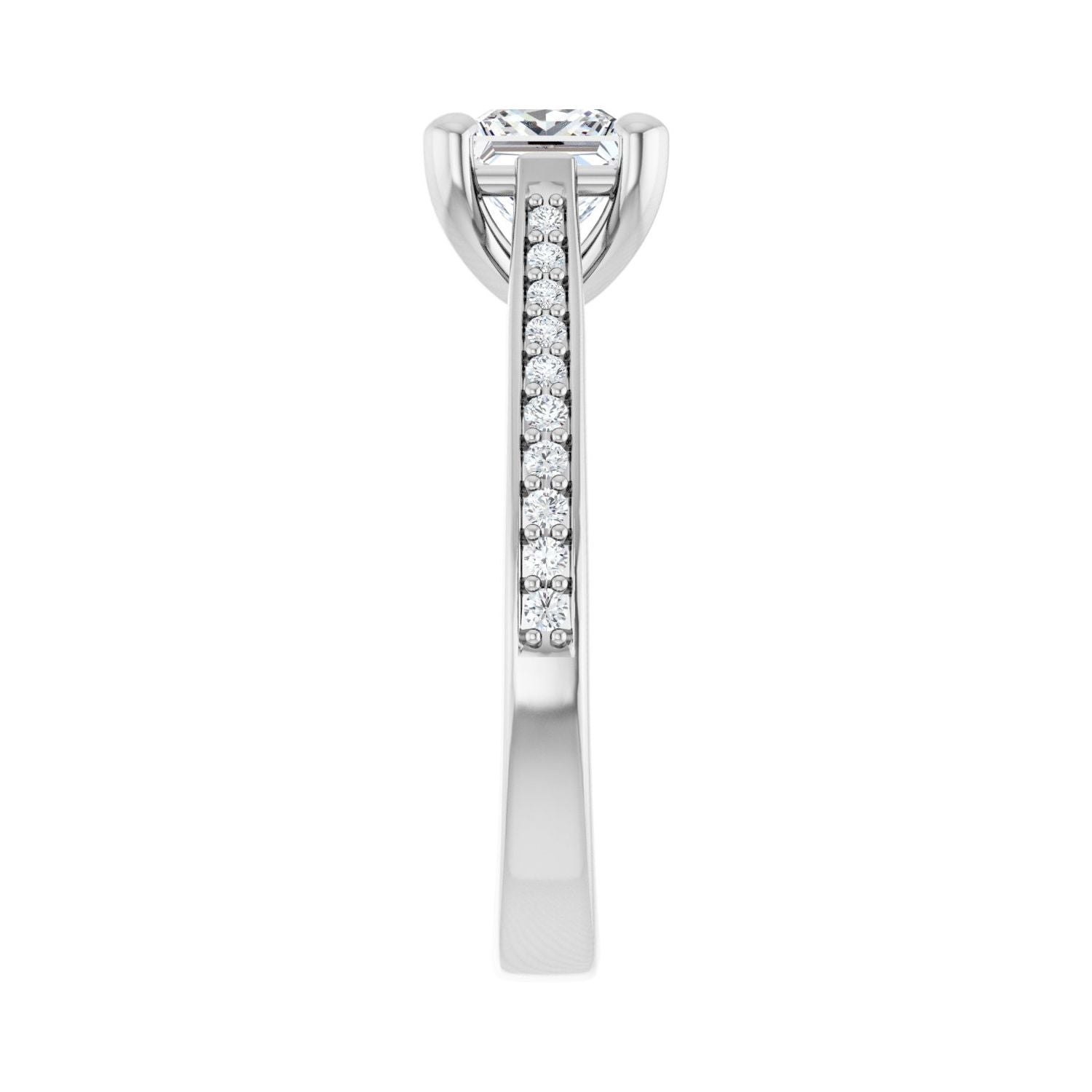 Square Engagement Ring | Metal Type=14K White Gold | Center Stone Size=1 CT | Image 4