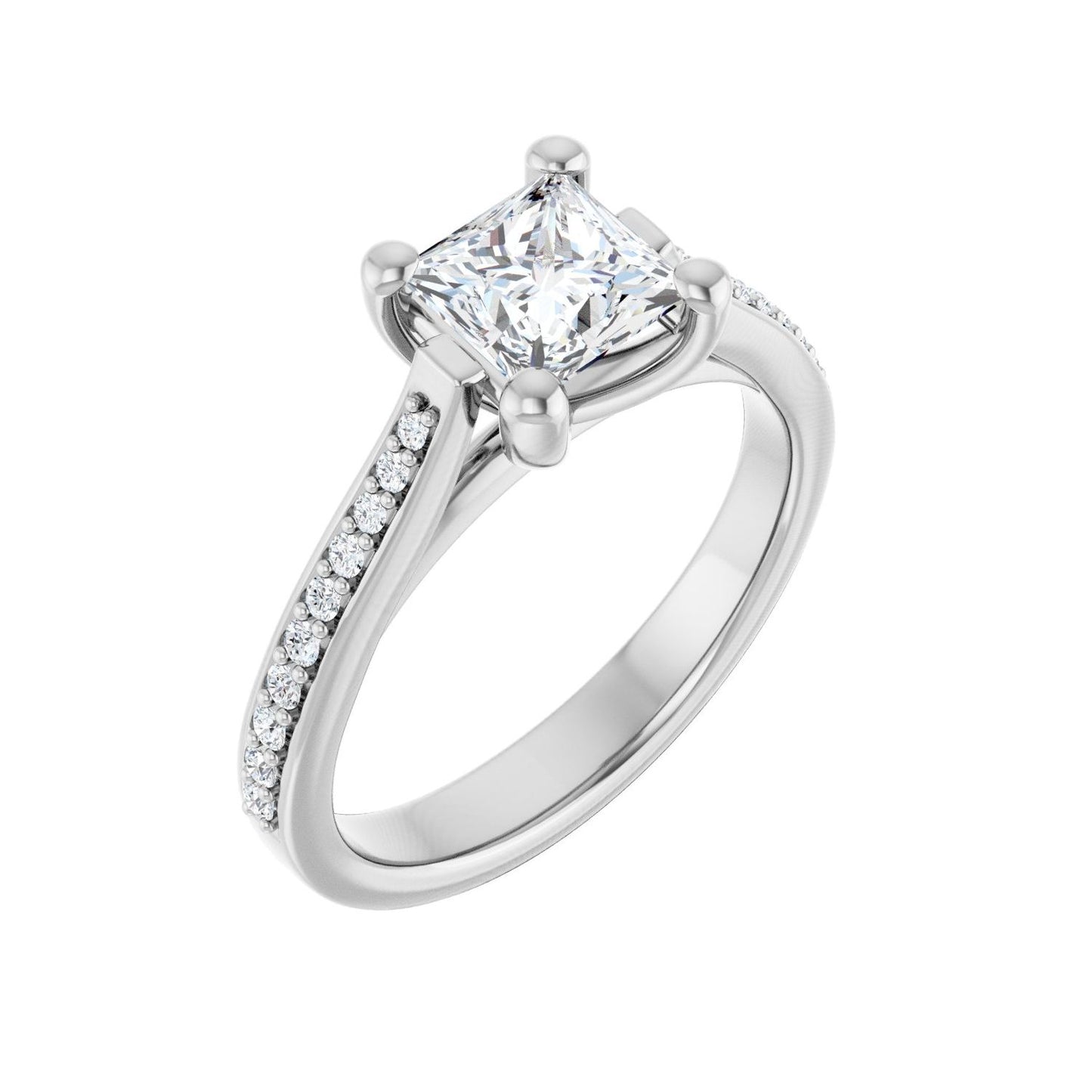 Square Engagement Ring | Metal Type=14K White Gold | Center Stone Size=1 CT | Image 1