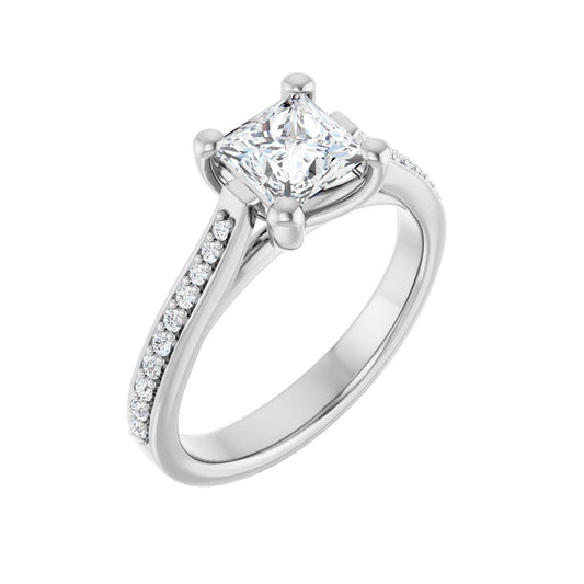 Square Engagement Ring | Metal Type=14K White Gold | Center Stone Size=1 CT | Image 1