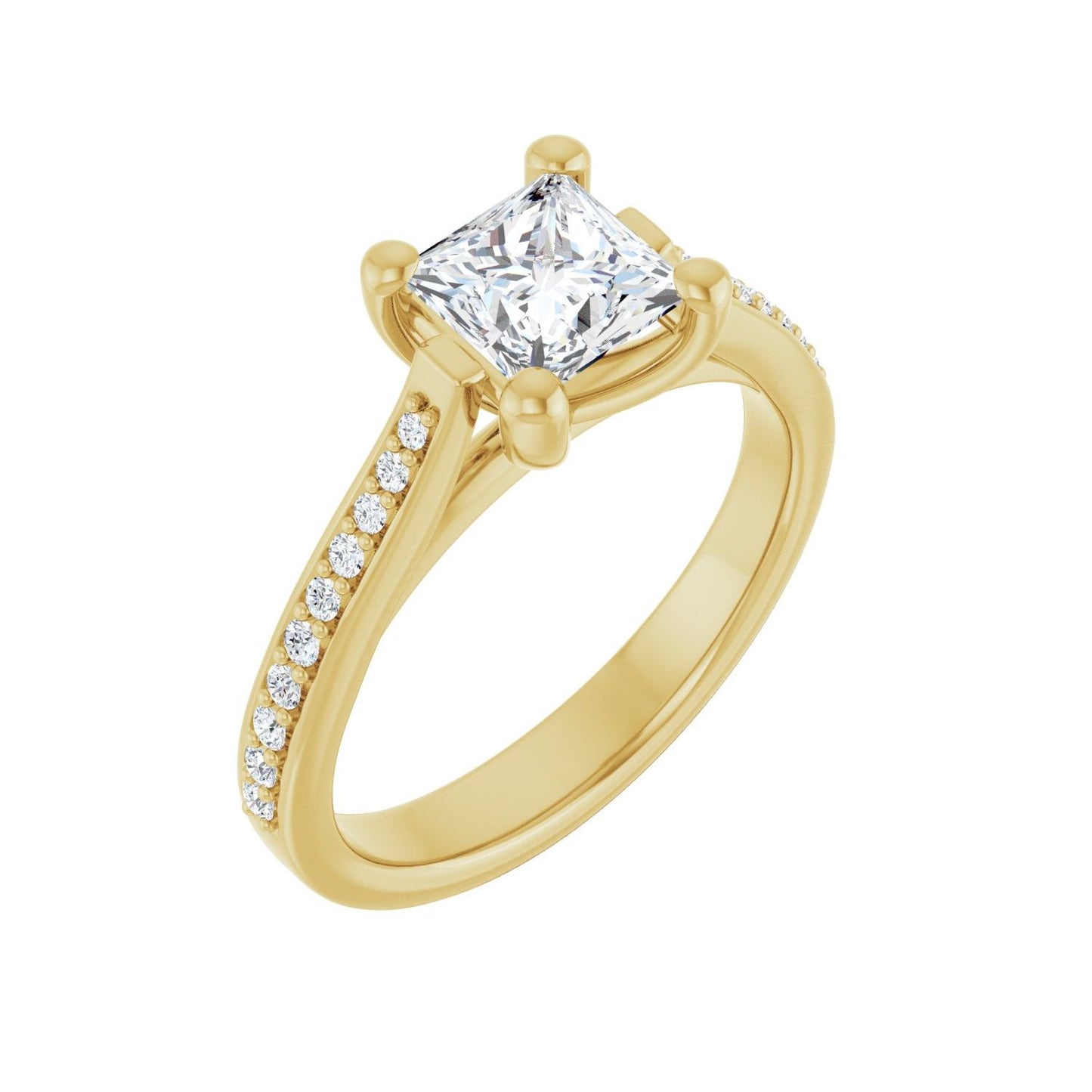 Square Engagement Ring | Metal Type=14K Yellow Gold | Center Stone Size=1 CT | Image 1