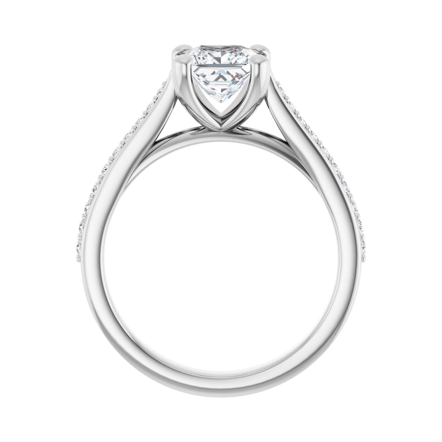Square Engagement Ring | Metal Type=14K White Gold | Center Stone Size=1 CT | Image 2
