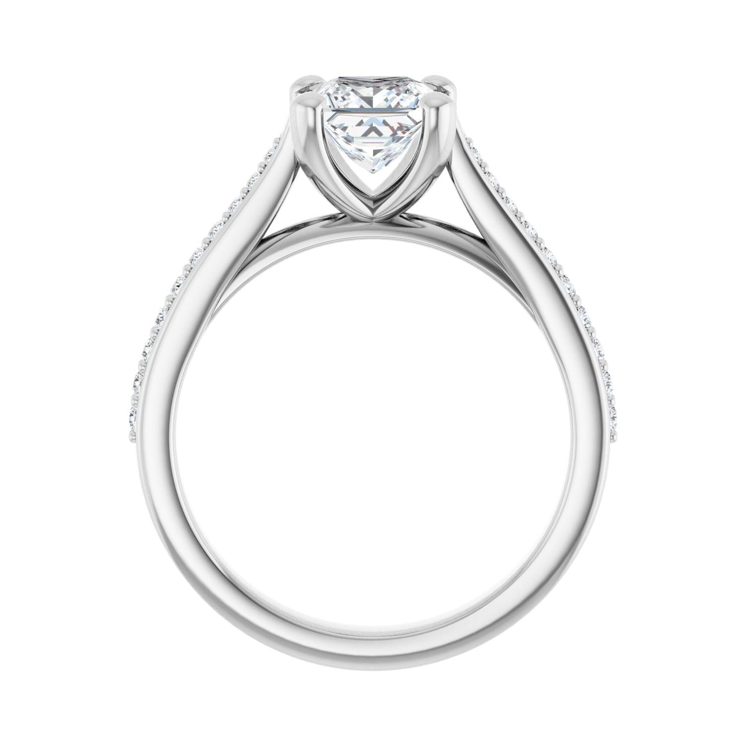 Square Engagement Ring | Metal Type=14K White Gold | Center Stone Size=1 CT | Image 2