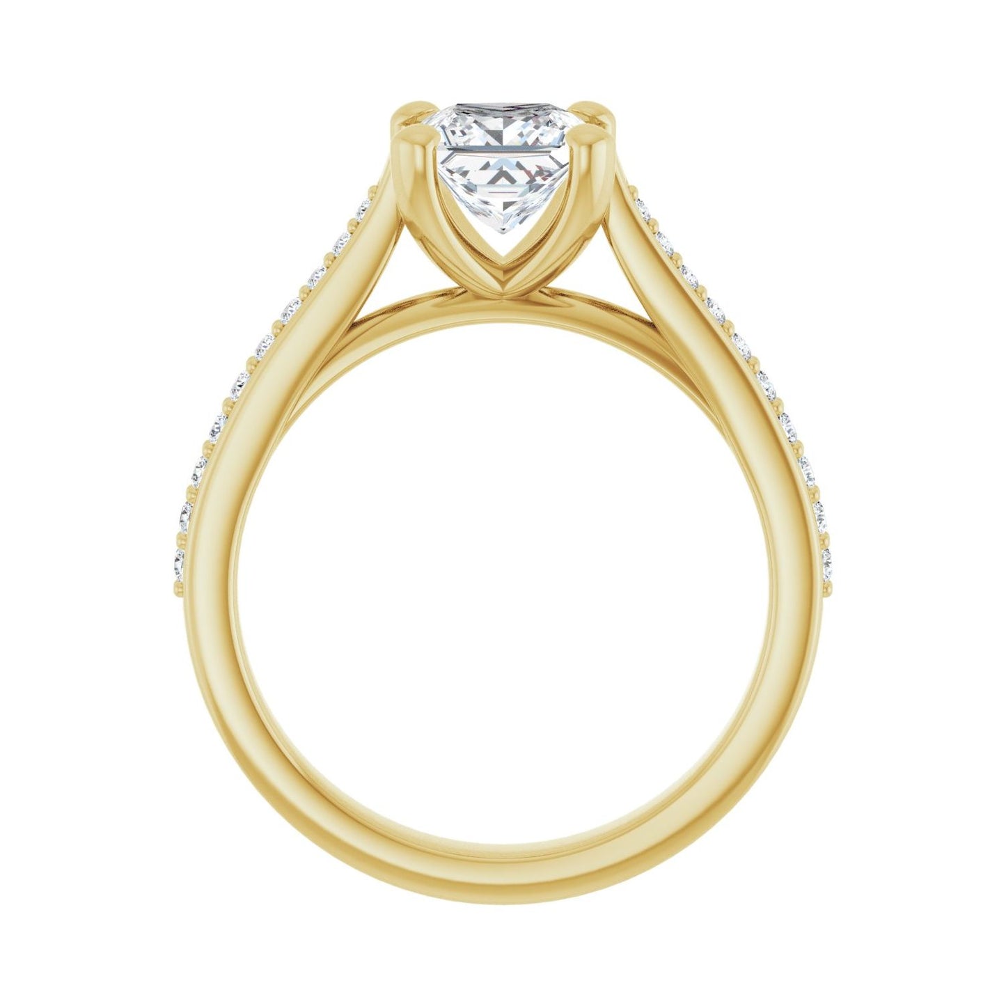 Square Engagement Ring | Metal Type=14K Yellow Gold | Center Stone Size=1 CT | Image 2