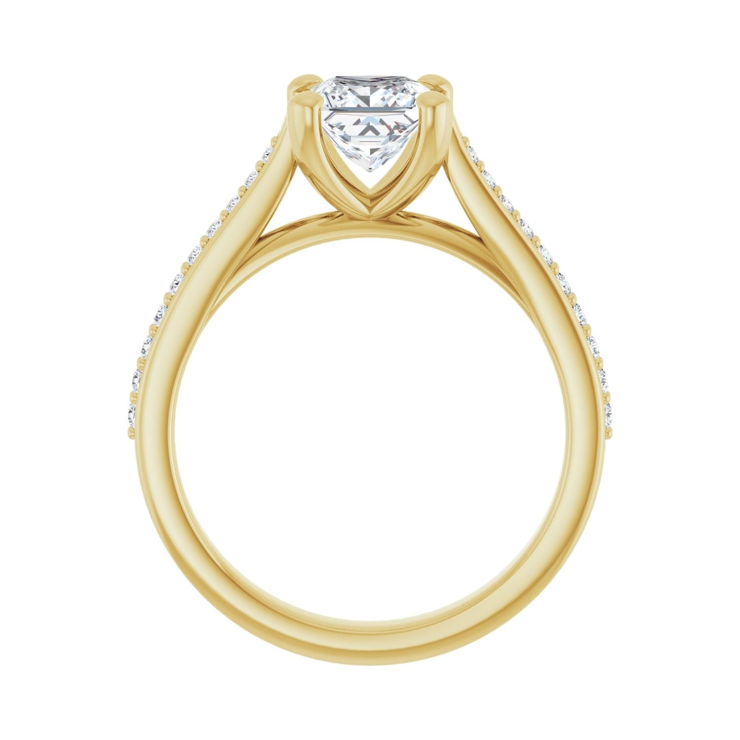 Square Engagement Ring | Metal Type=14K Yellow Gold | Center Stone Size=1 CT | Image 2