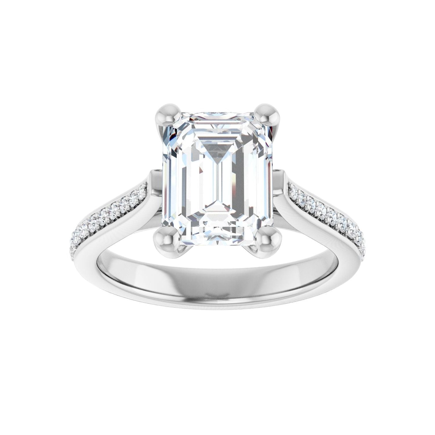 Emerald Engagement Ring | Metal Type=14K White Gold | Center Stone Size=2.5 CT | Image 3