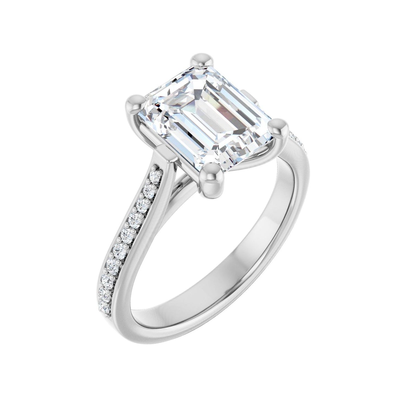 Emerald Engagement Ring | Metal Type=14K White Gold | Center Stone Size=2.5 CT | Image 1