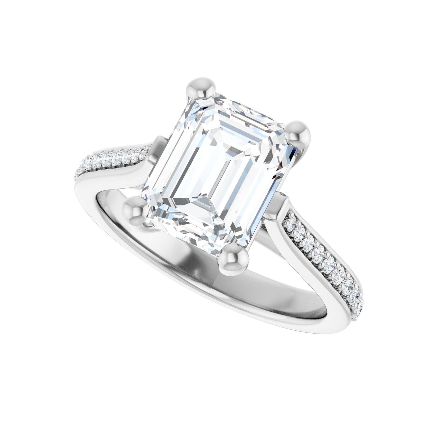Emerald Engagement Ring | Metal Type=14K White Gold | Center Stone Size=2.5 CT | Image 5