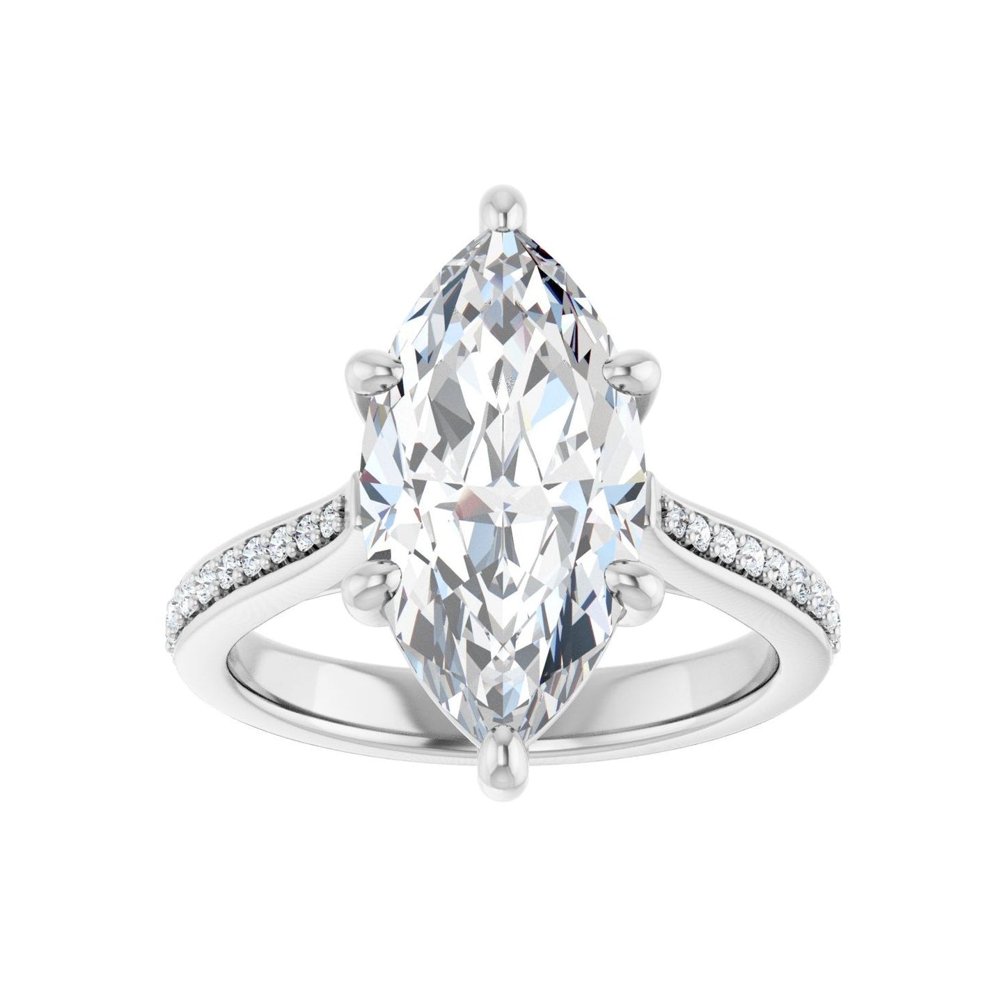 Marquise Engagement Ring | Metal Type=14K White Gold | Center Stone Size=3 CT | Image 3