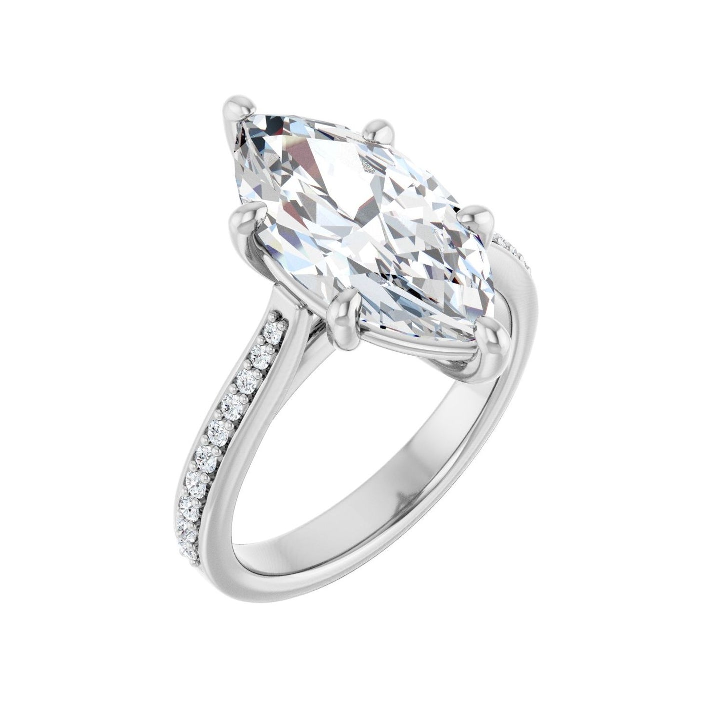 Marquise Engagement Ring | Metal Type=14K White Gold | Center Stone Size=3 CT | Image 1