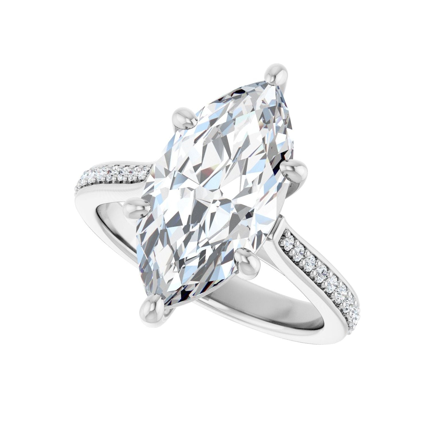 Marquise Engagement Ring | Metal Type=14K White Gold | Center Stone Size=3 CT | Image 5