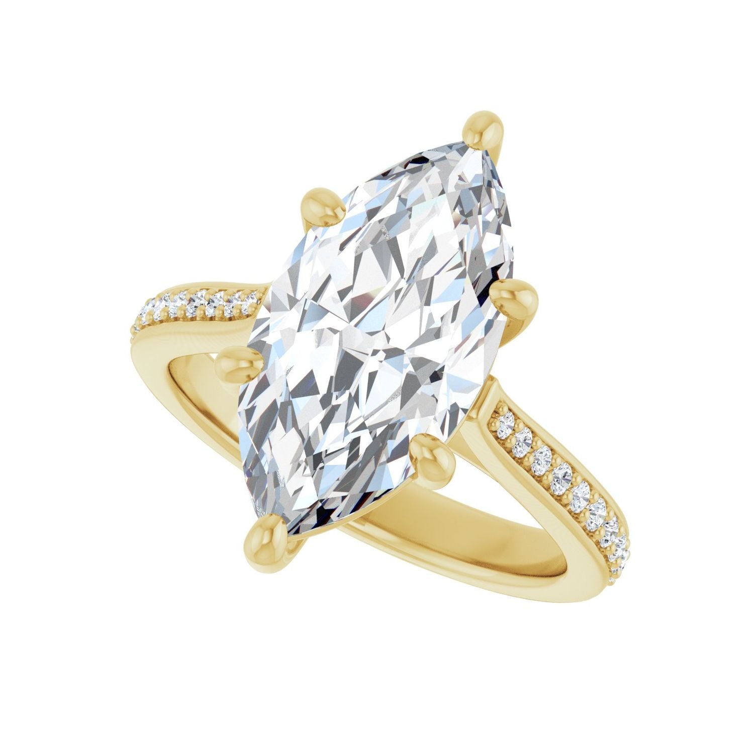 Marquise Engagement Ring | Metal Type=14K Yellow Gold | Center Stone Size=3 CT | Image 5