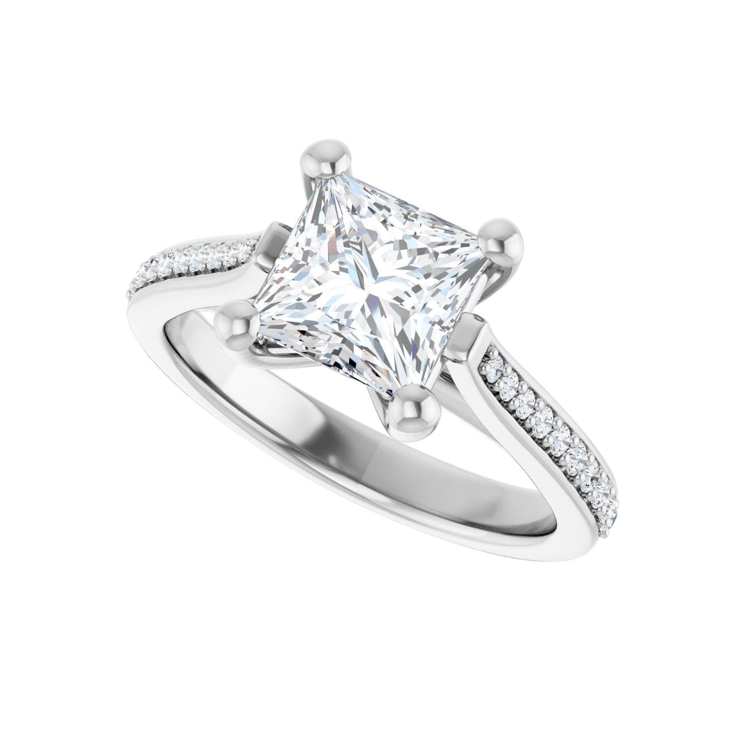 Square Engagement Ring | Metal Type=14K White Gold | Center Stone Size=1.5 CT | Image 5
