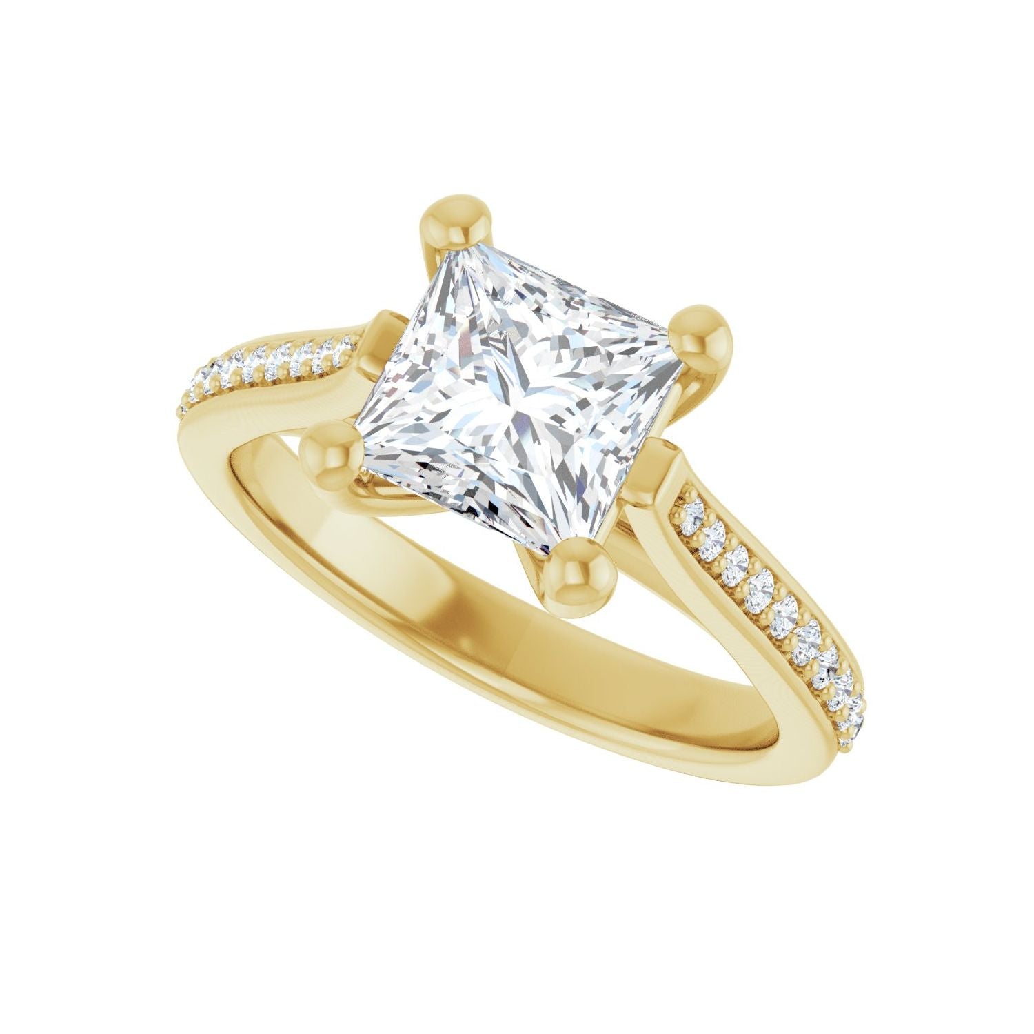 Square Engagement Ring | Metal Type=14K Yellow Gold | Center Stone Size=1.5 CT | Image 5