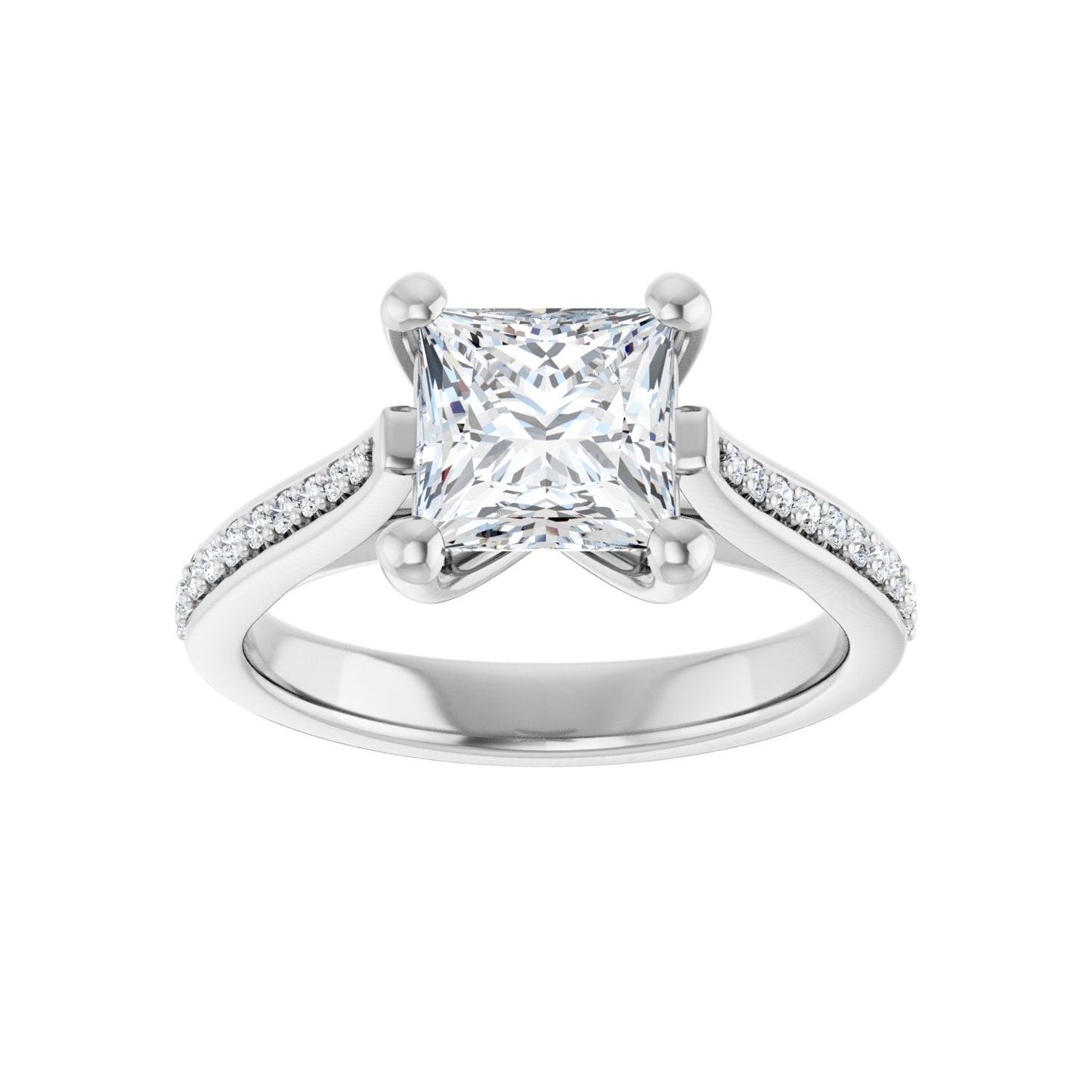 Square Engagement Ring | Metal Type=14K White Gold | Center Stone Size=1.5 CT | Image 3