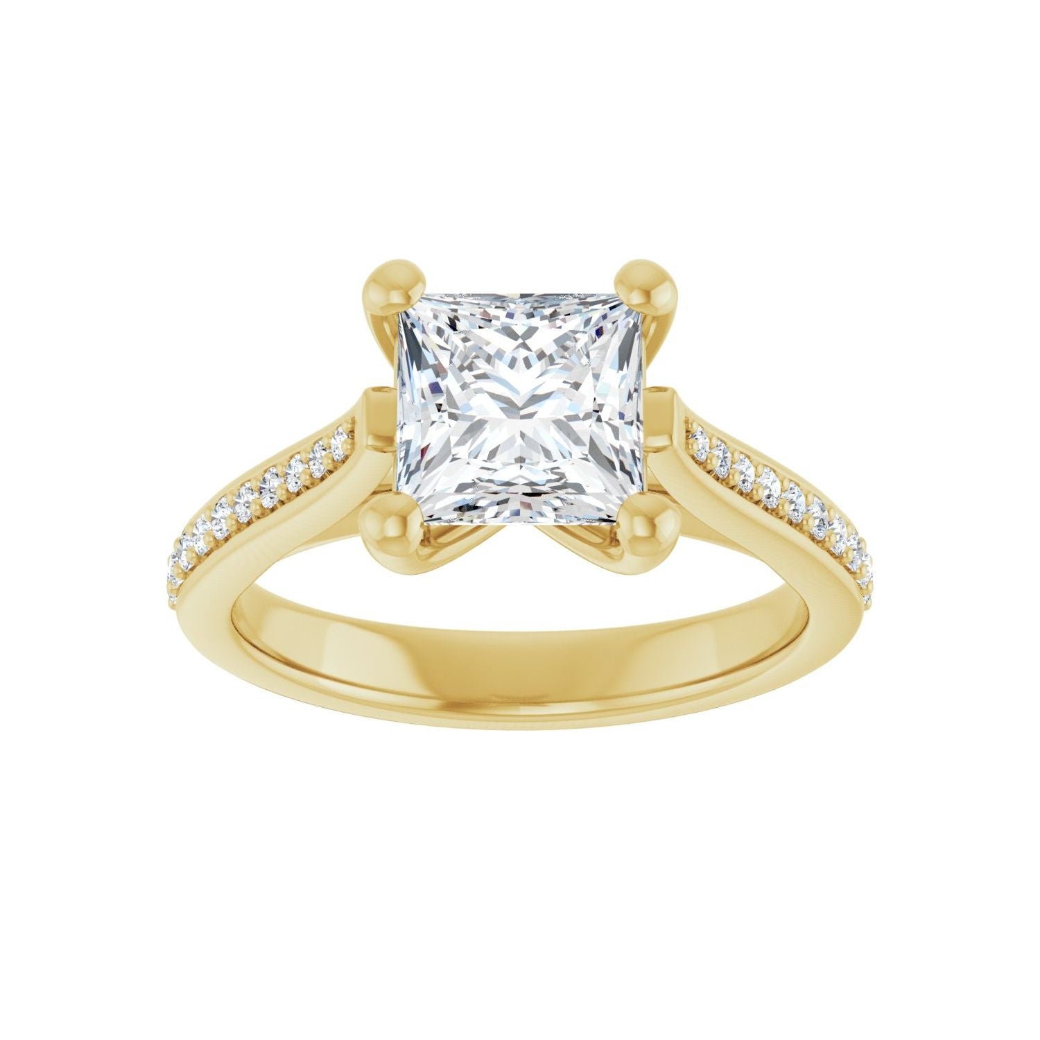 Square Engagement Ring | Metal Type=14K Yellow Gold | Center Stone Size=1.5 CT | Image 3