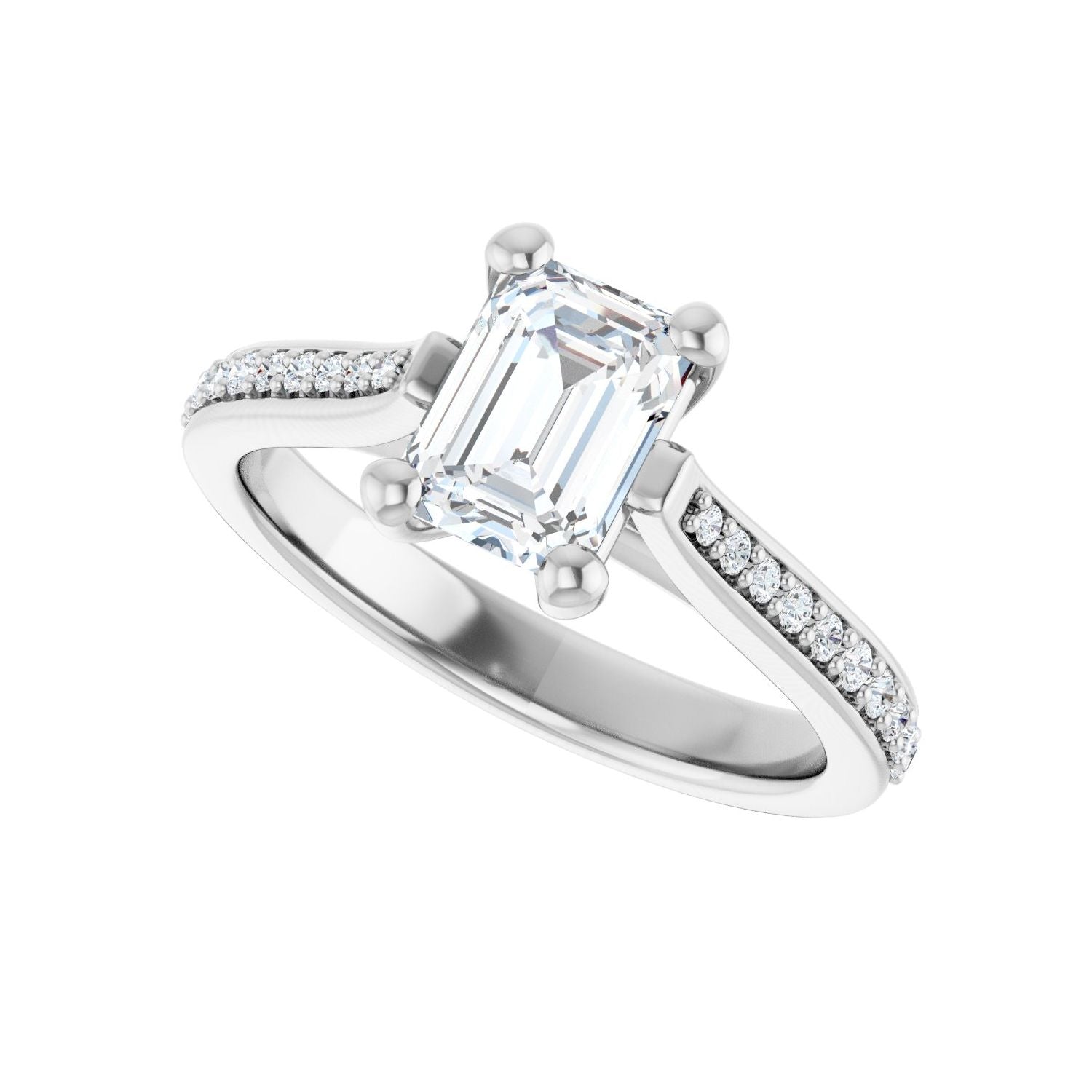 Emerald Engagement Ring | Metal Type=14K White Gold | Center Stone Size=1.5 CT | Image 5