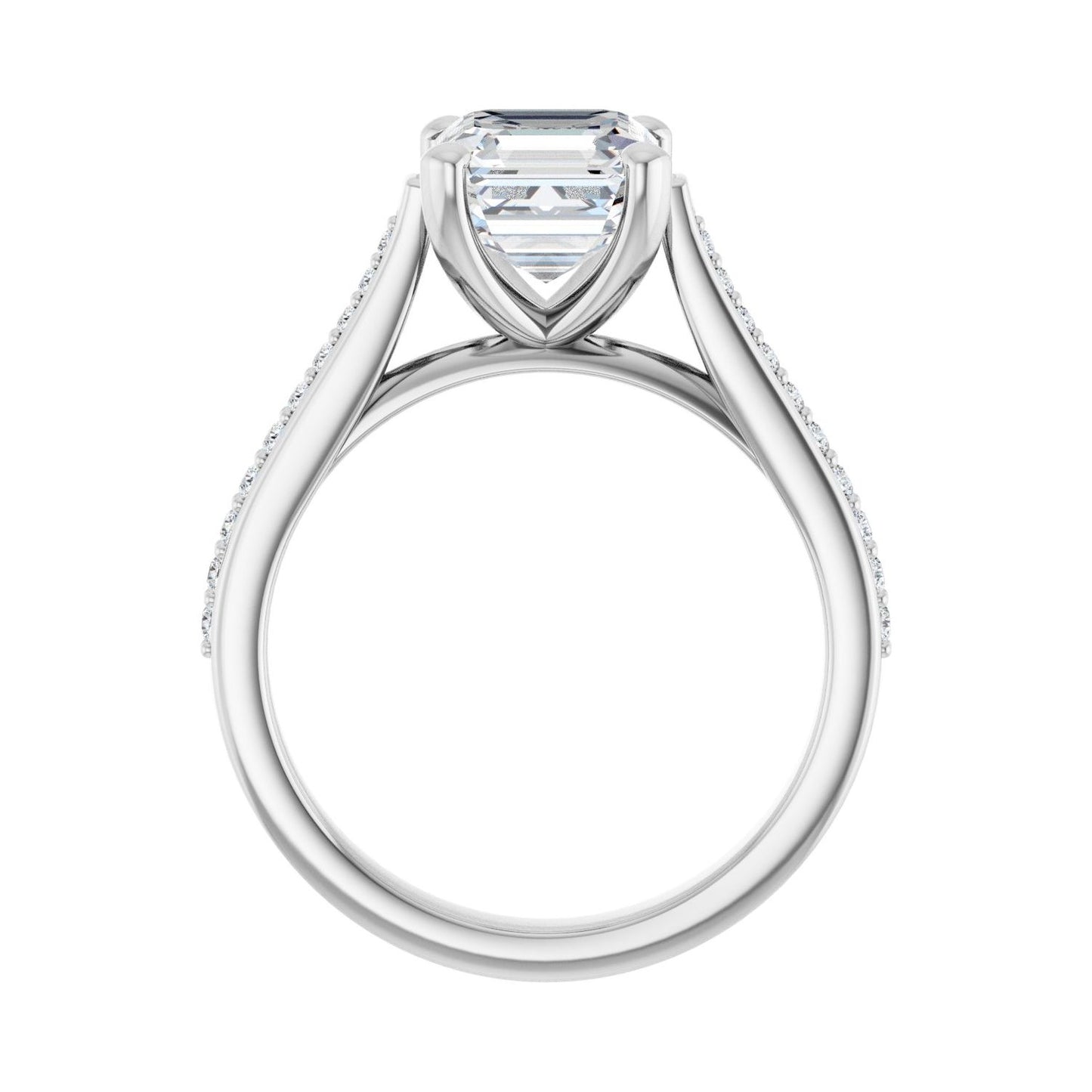 Asscher Engagement Ring | Metal Type=14K White Gold | Center Stone Size=2 CT | Image 2