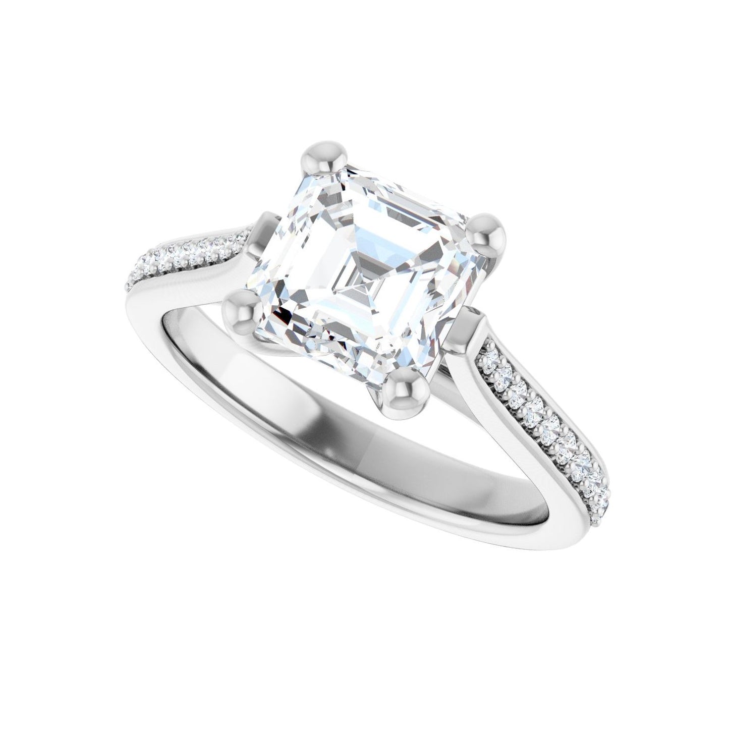 Asscher Engagement Ring | Metal Type=14K White Gold | Center Stone Size=2 CT | Image 5