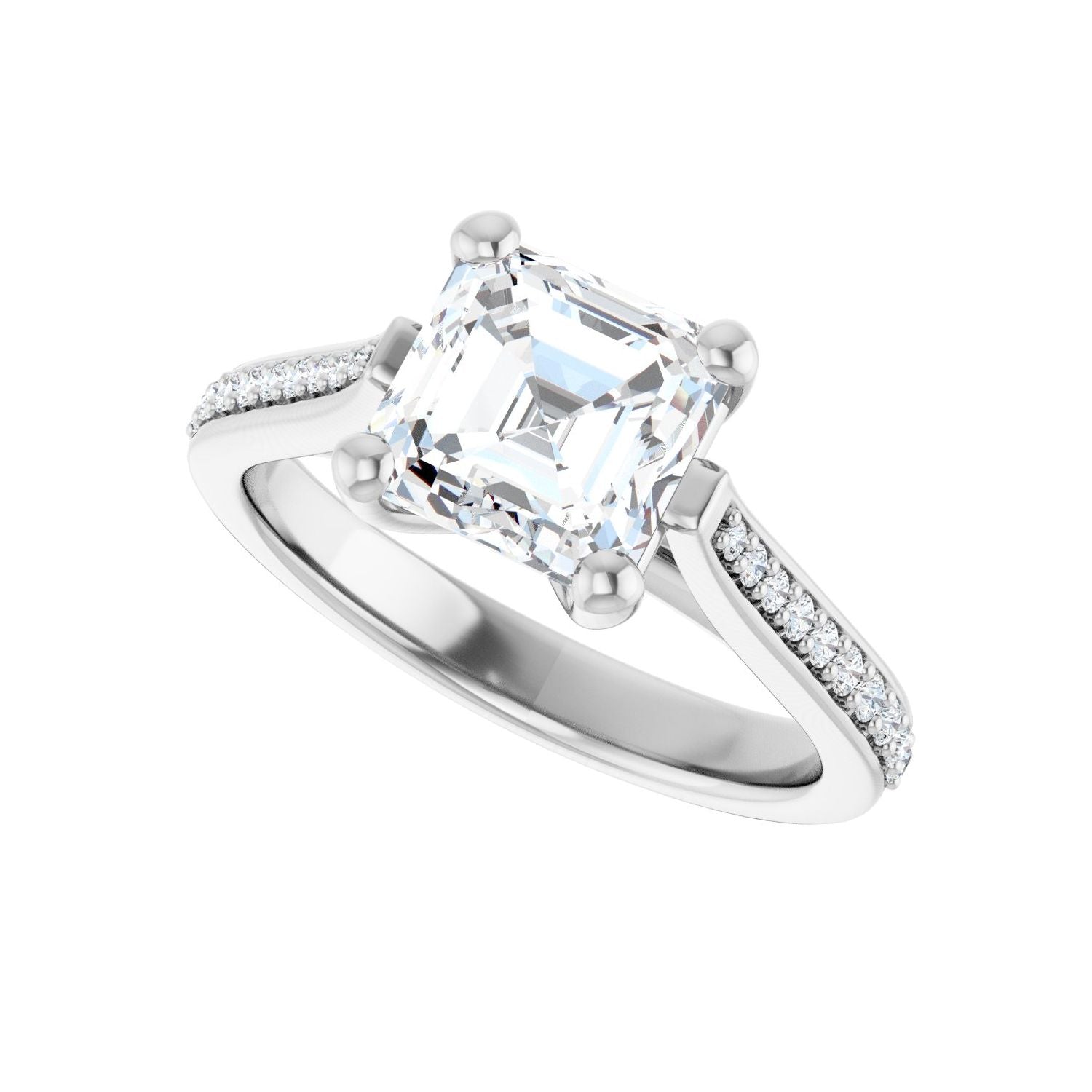 Asscher Engagement Ring | Metal Type=14K White Gold | Center Stone Size=2 CT | Image 5
