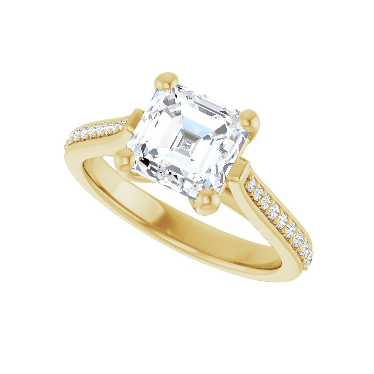 Asscher Engagement Ring | Metal Type=14K Yellow Gold | Center Stone Size=2 CT | Image 5