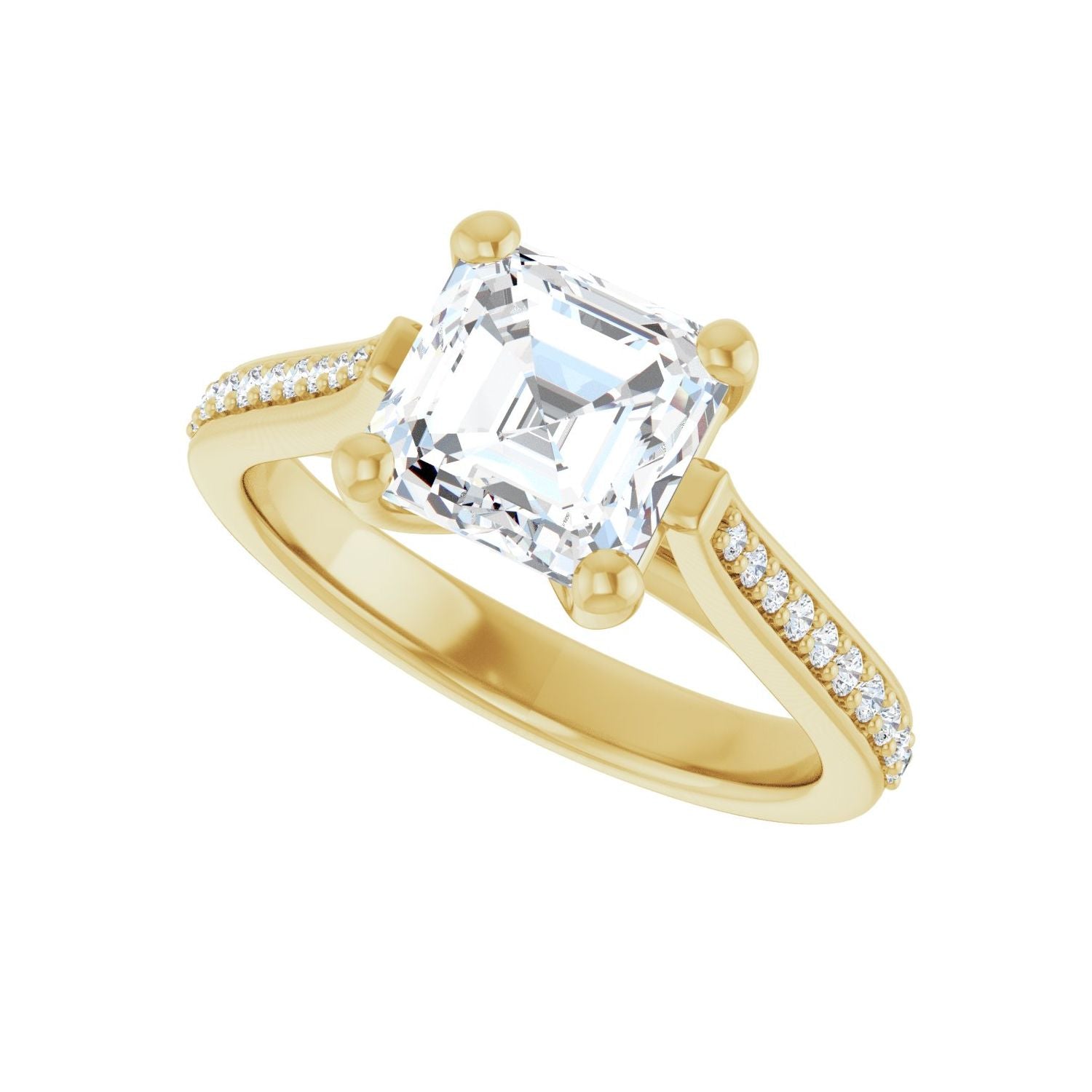Asscher Engagement Ring | Metal Type=14K Yellow Gold | Center Stone Size=2 CT | Image 5