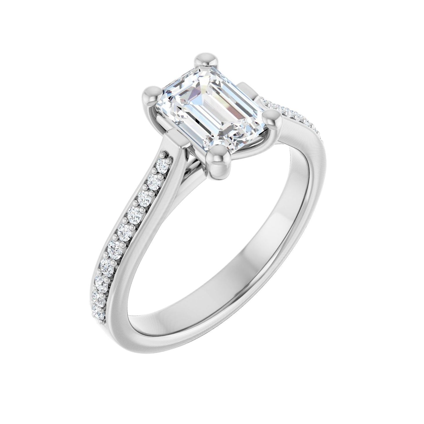 Emerald Engagement Ring | Metal Type=14K White Gold | Center Stone Size=1.5 CT | Image 1