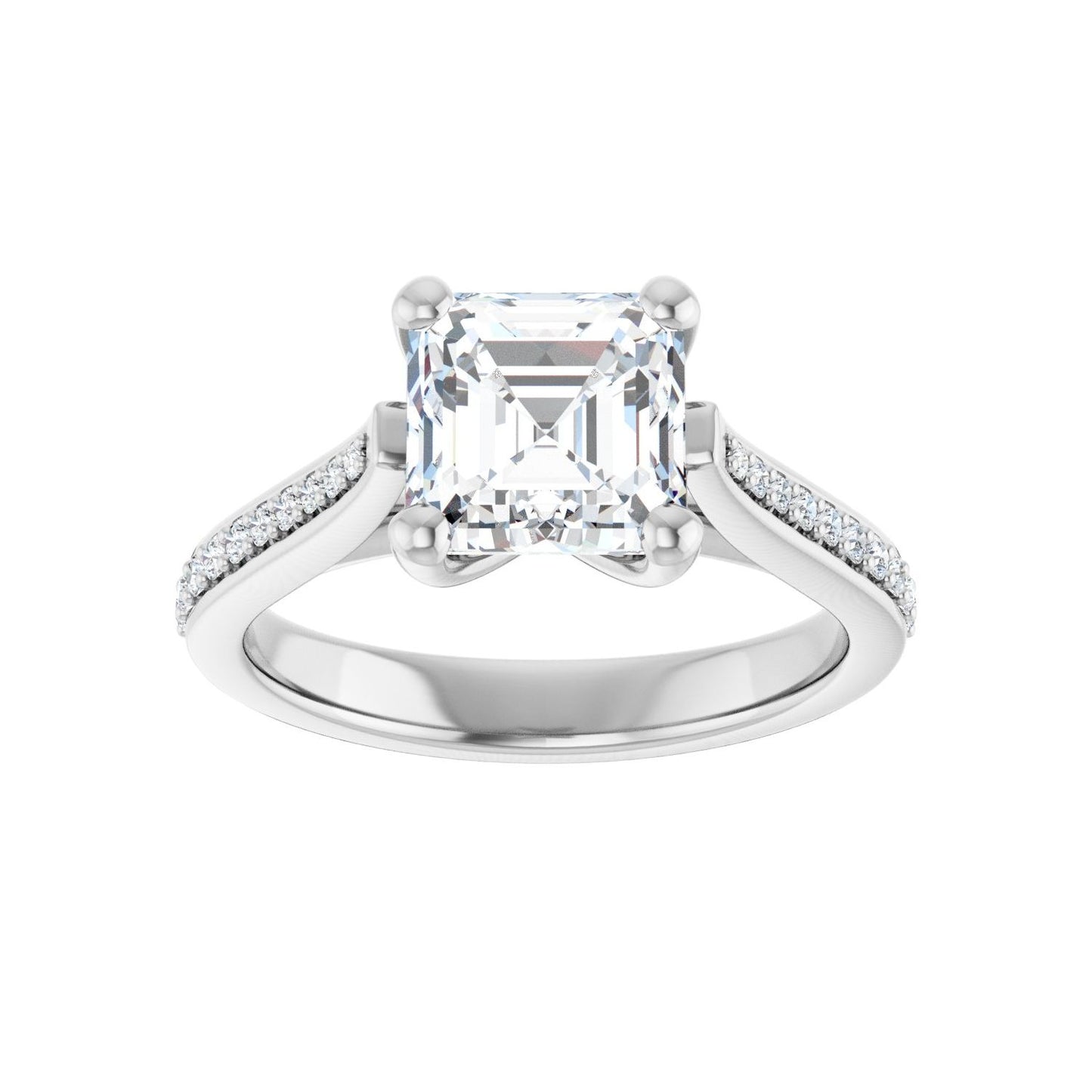 Asscher Engagement Ring | Metal Type=14K White Gold | Center Stone Size=2 CT | Image 3