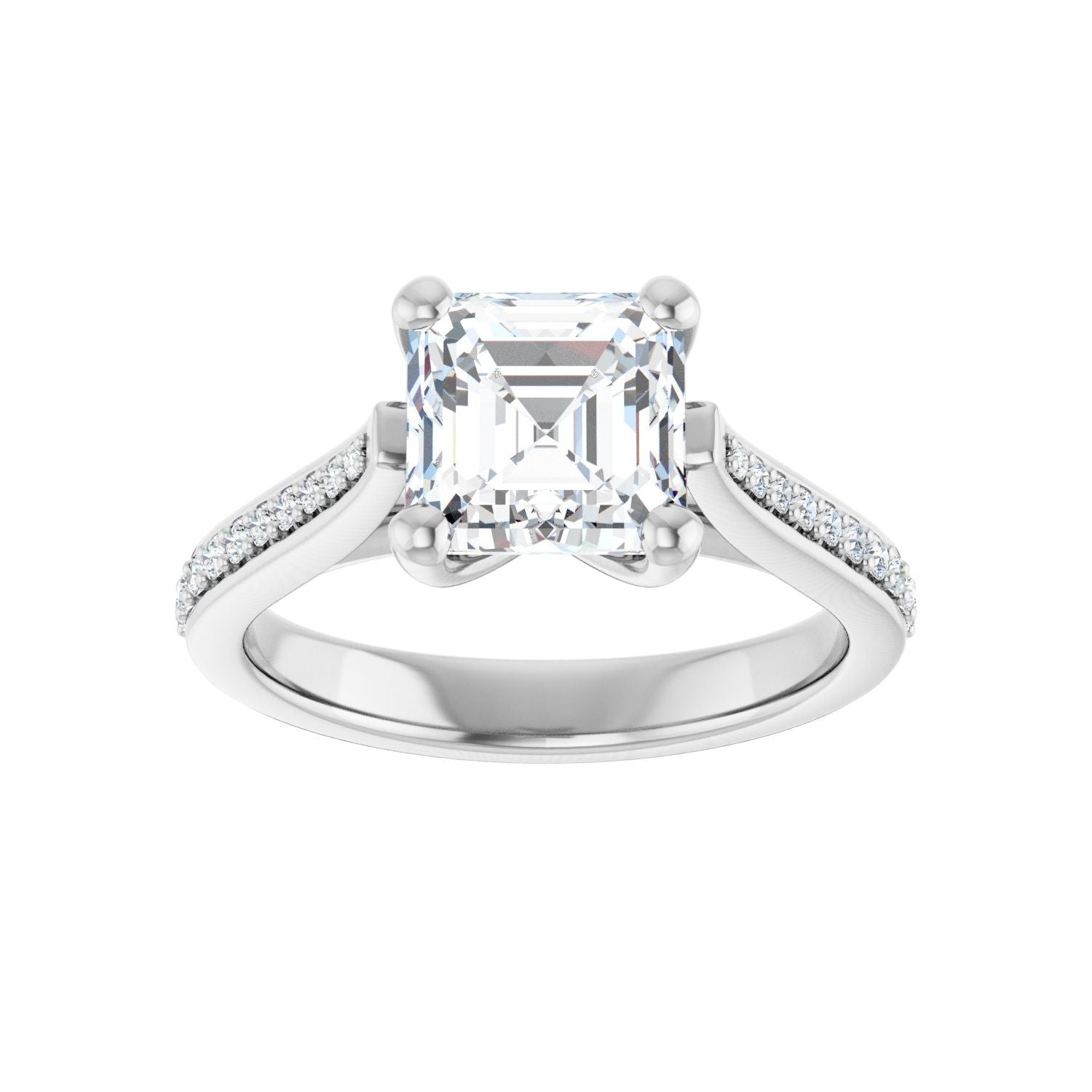 Asscher Engagement Ring | Metal Type=14K White Gold | Center Stone Size=2 CT | Image 3