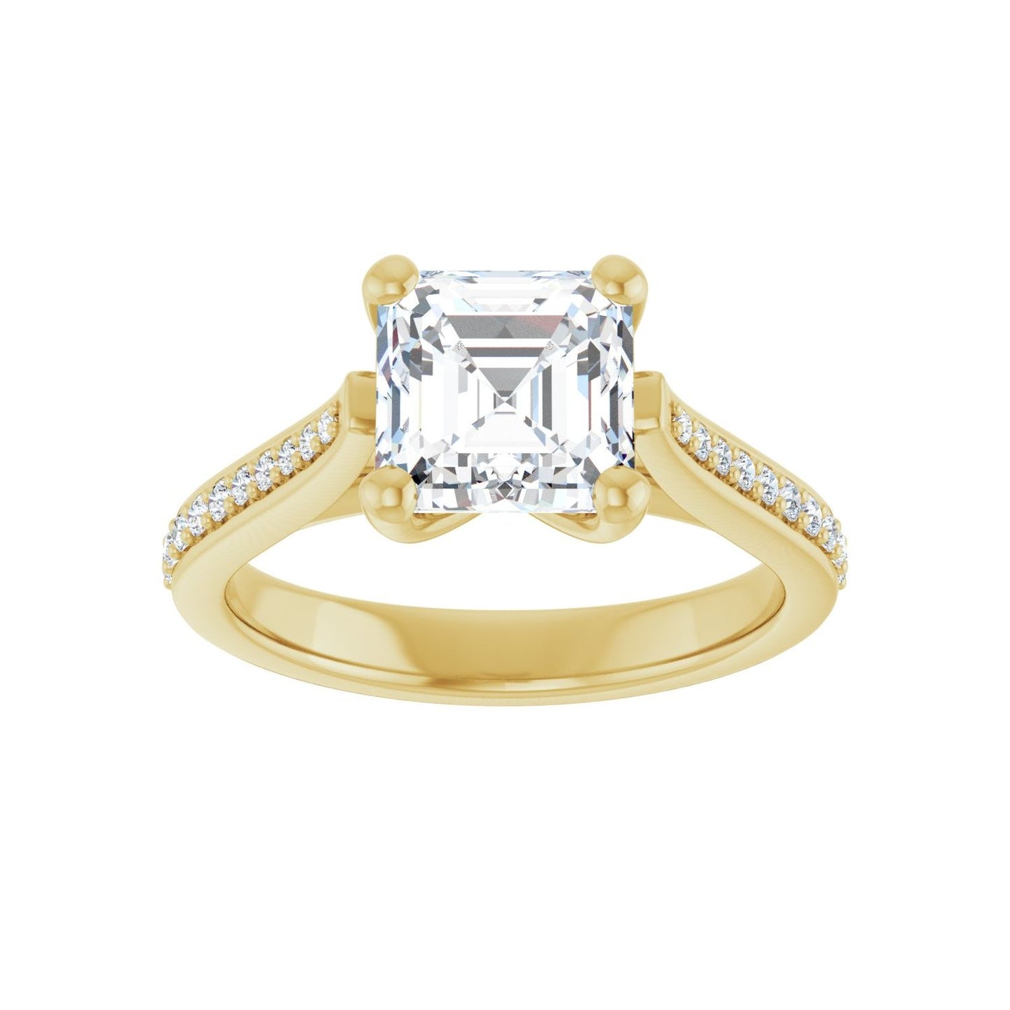 Asscher Engagement Ring | Metal Type=14K Yellow Gold | Center Stone Size=2 CT | Image 3