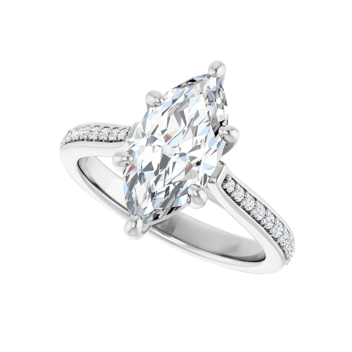 Marquise Engagement Ring | Metal Type=14K White Gold | Center Stone Size=2 CT | Image 5