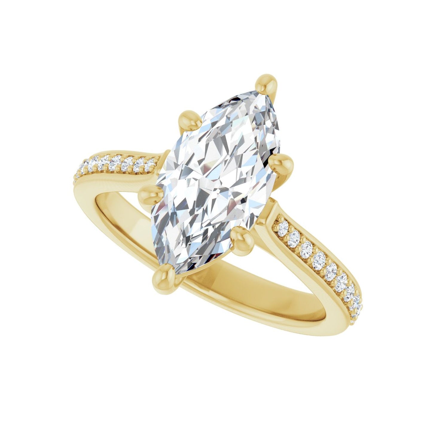 Marquise Engagement Ring | Metal Type=14K Yellow Gold | Center Stone Size=2 CT | Image 5