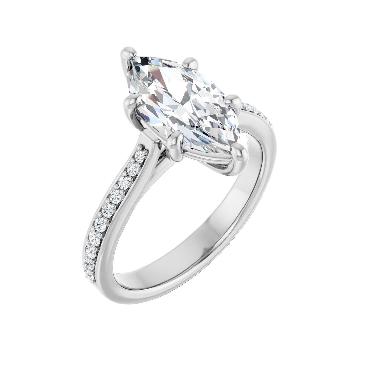 Marquise Engagement Ring | Metal Type=14K White Gold | Center Stone Size=2 CT | Image 1