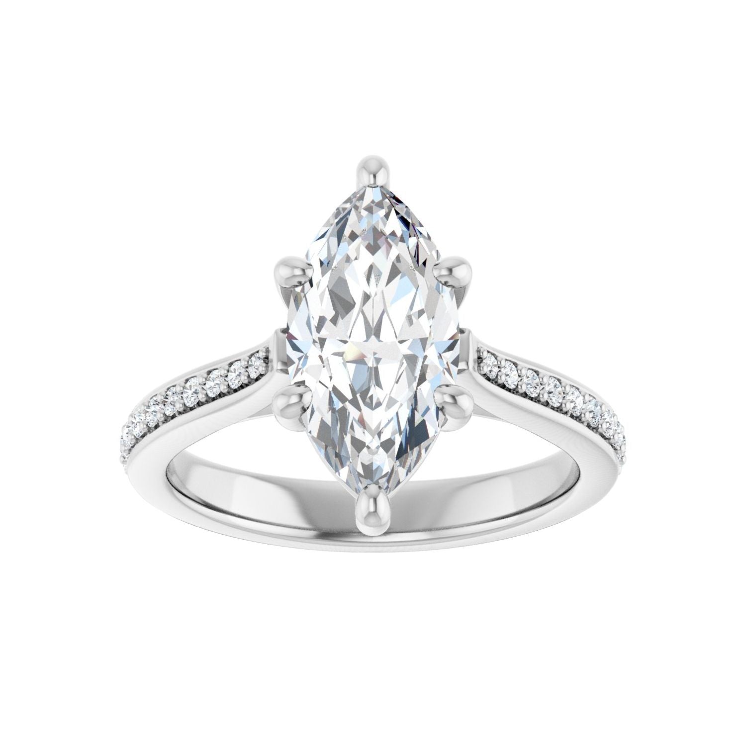Marquise Engagement Ring | Metal Type=14K White Gold | Center Stone Size=2 CT | Image 3