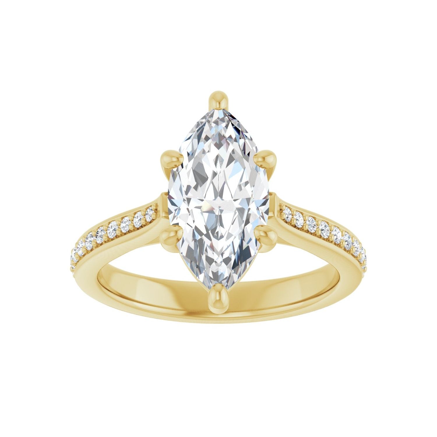 Marquise Engagement Ring | Metal Type=14K Yellow Gold | Center Stone Size=2 CT | Image 3