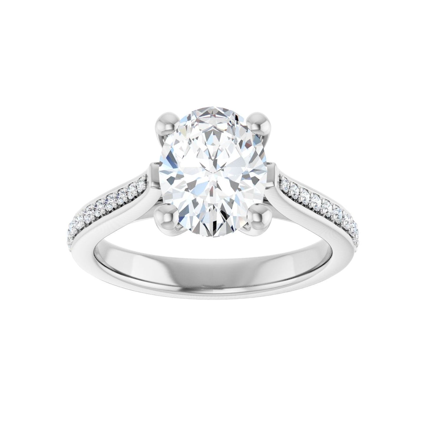 Oval Engagement Ring | Metal Type=14K White Gold | Center Stone Size=2 CT | Image 3