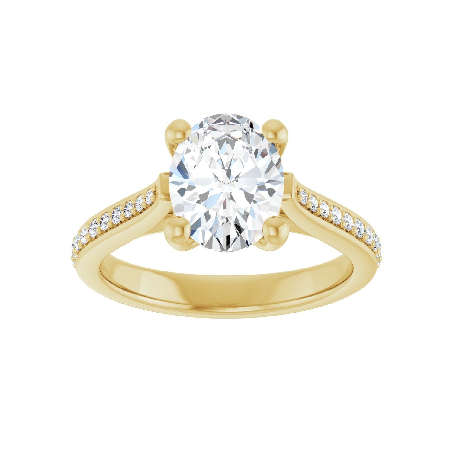 Oval Engagement Ring | Metal Type=14K Yellow Gold | Center Stone Size=2 CT | Image 3