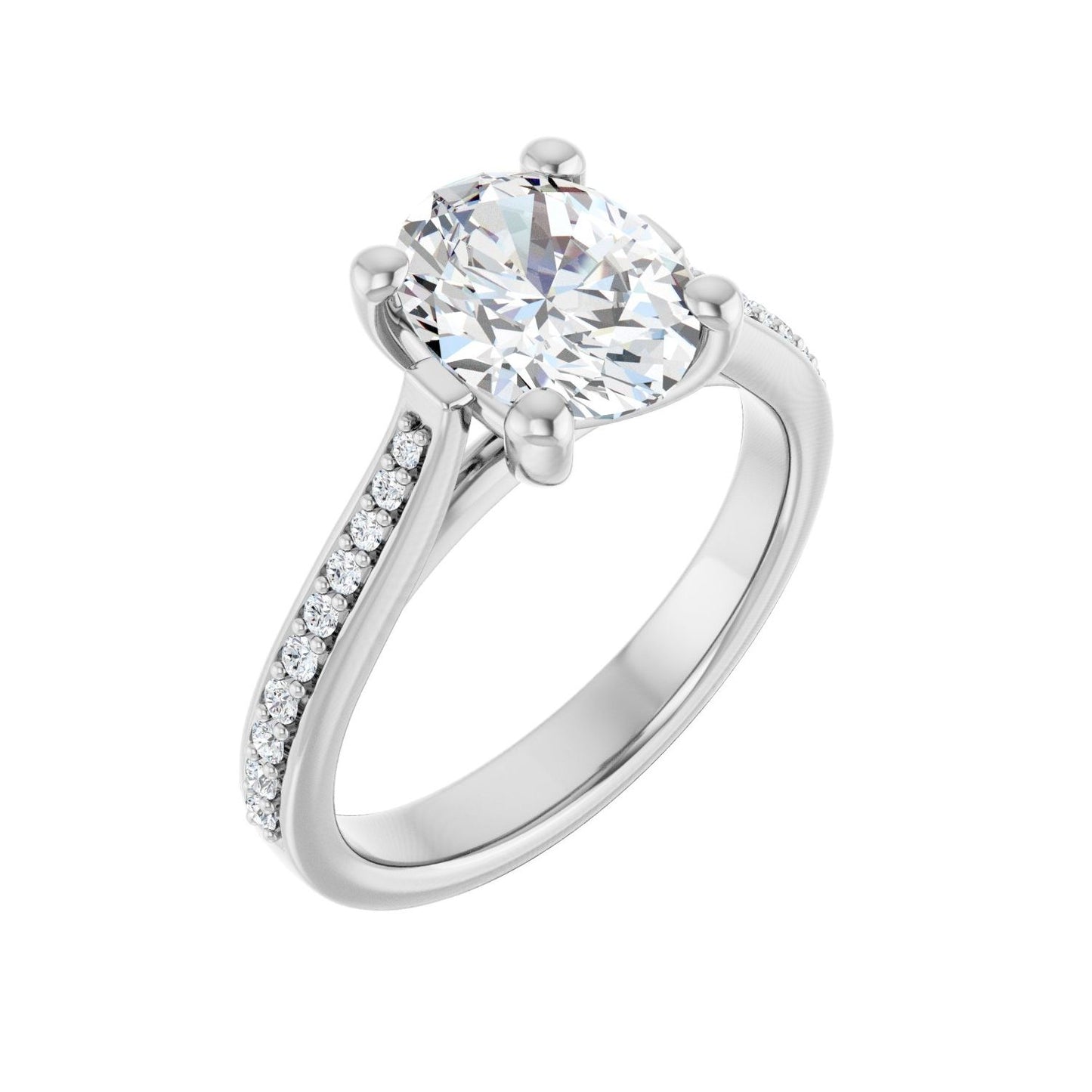 Oval Engagement Ring | Metal Type=14K White Gold | Center Stone Size=2 CT | Image 1