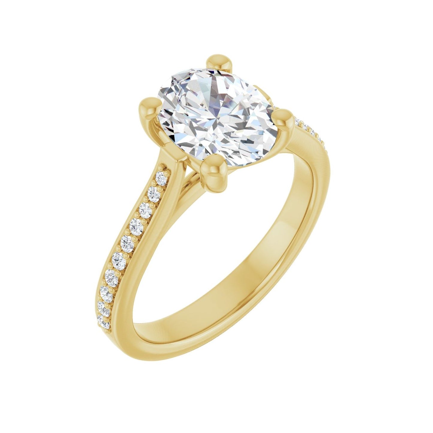 Oval Engagement Ring | Metal Type=14K Yellow Gold | Center Stone Size=2 CT | Image 1