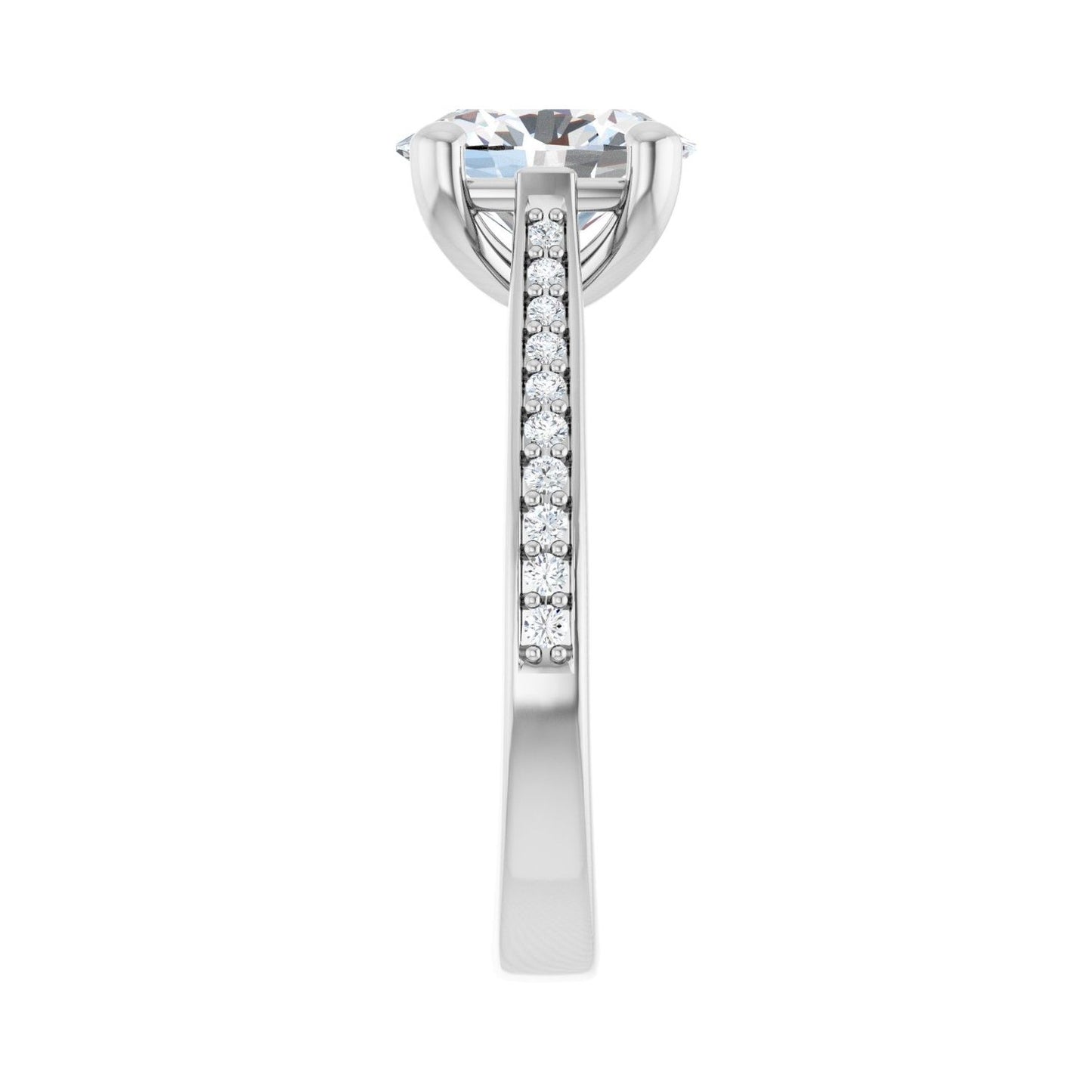 Oval Engagement Ring | Metal Type=14K White Gold | Center Stone Size=2 CT | Image 4