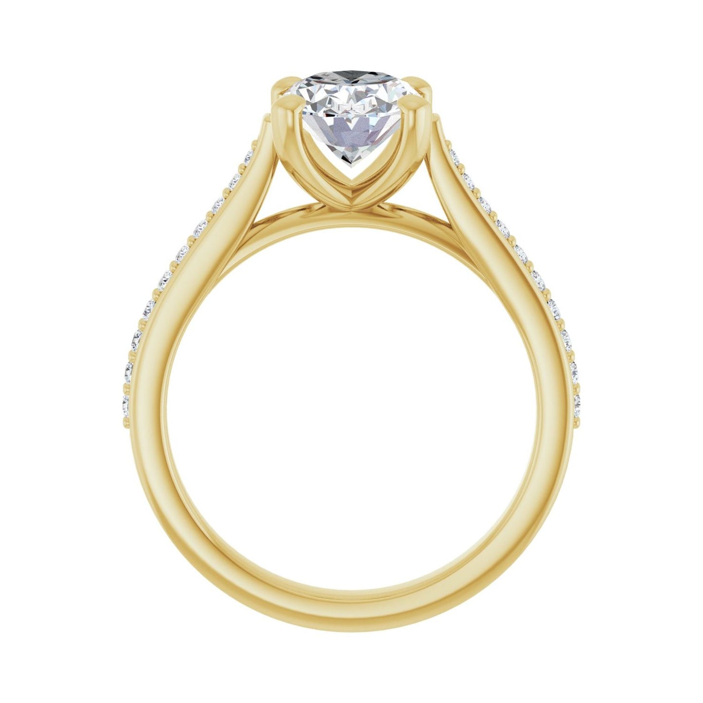 Oval Engagement Ring | Metal Type=14K Yellow Gold | Center Stone Size=2 CT | Image 2