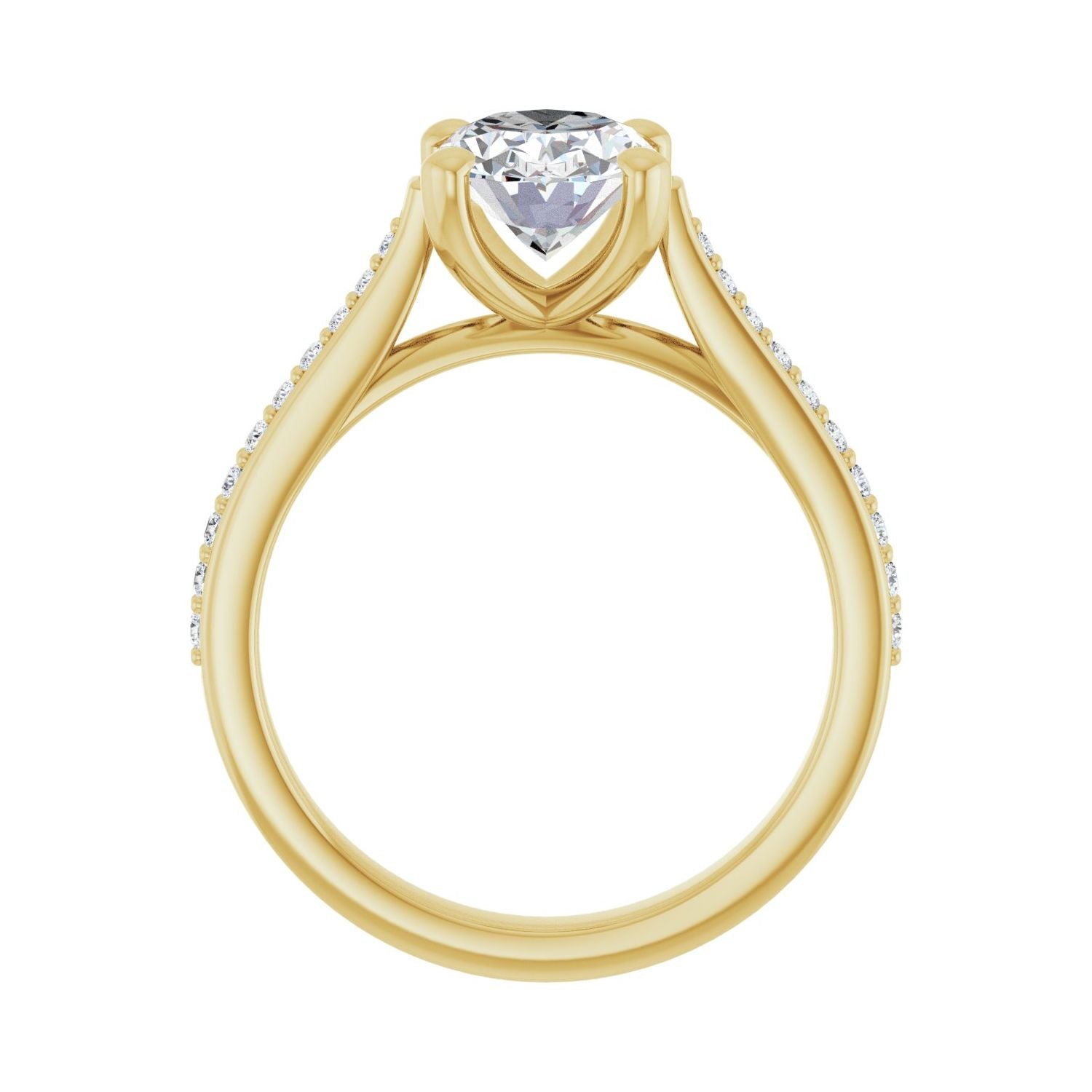 Oval Engagement Ring | Metal Type=14K Yellow Gold | Center Stone Size=2 CT | Image 2