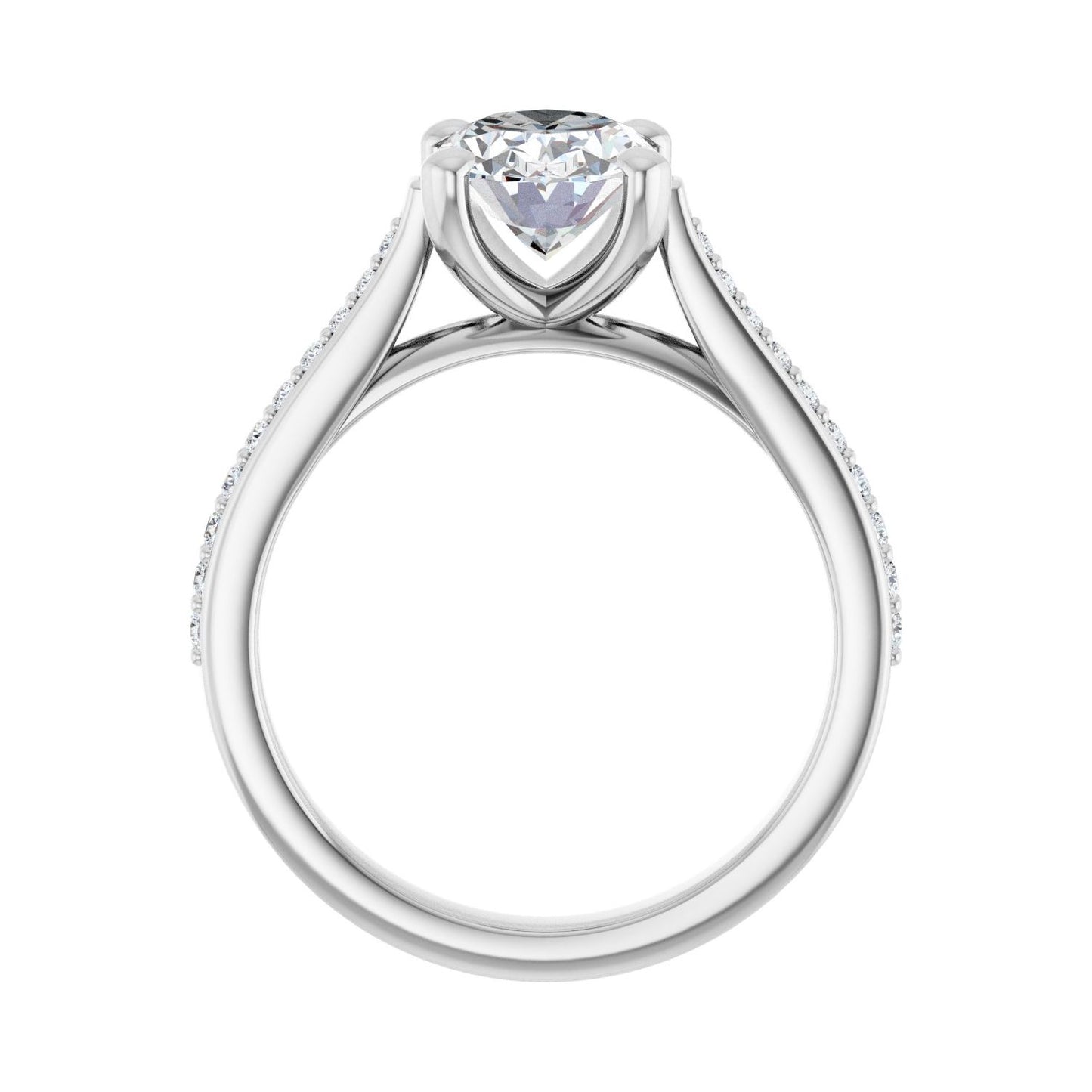 Oval Engagement Ring | Metal Type=14K White Gold | Center Stone Size=2 CT | Image 2