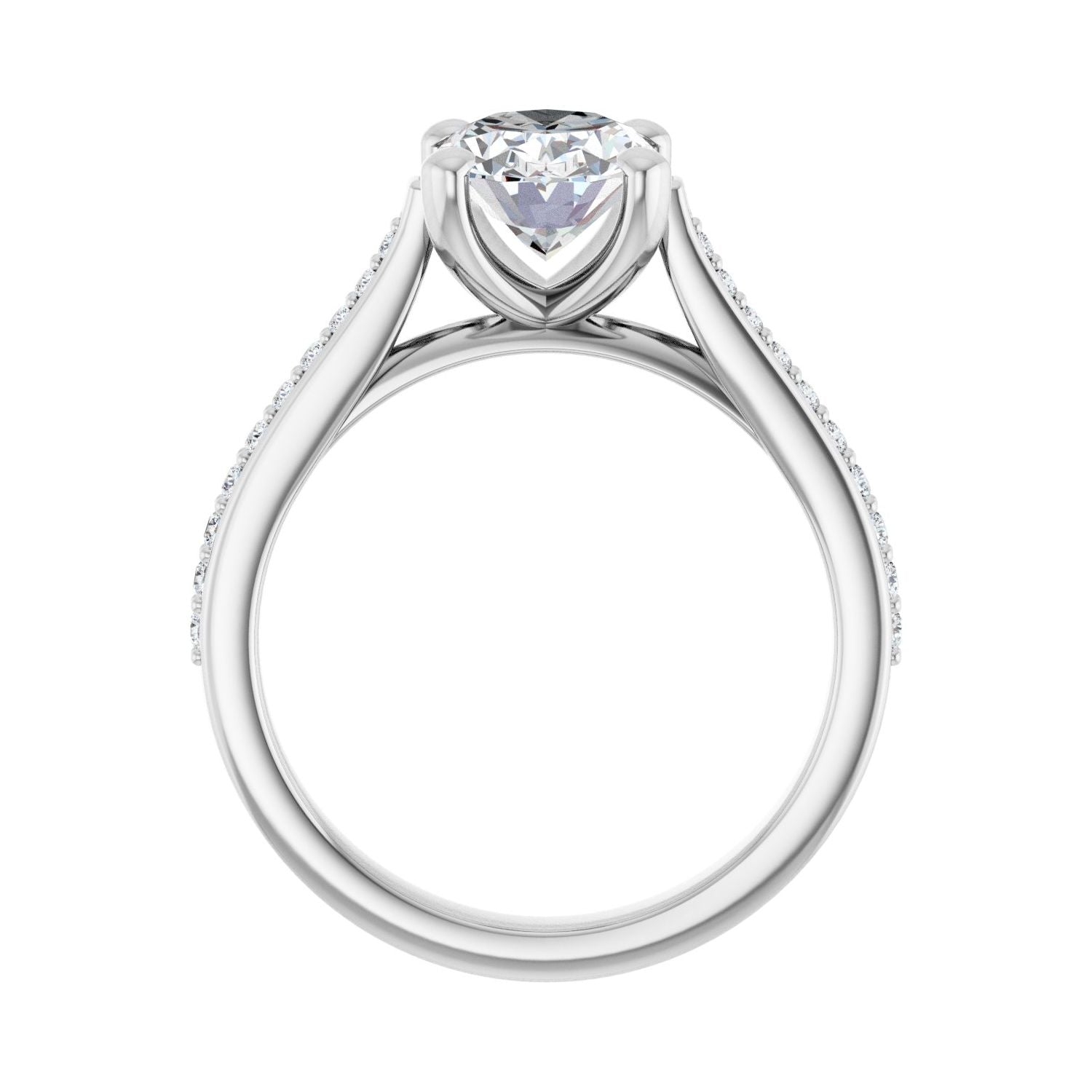 Oval Engagement Ring | Metal Type=14K White Gold | Center Stone Size=2 CT | Image 2