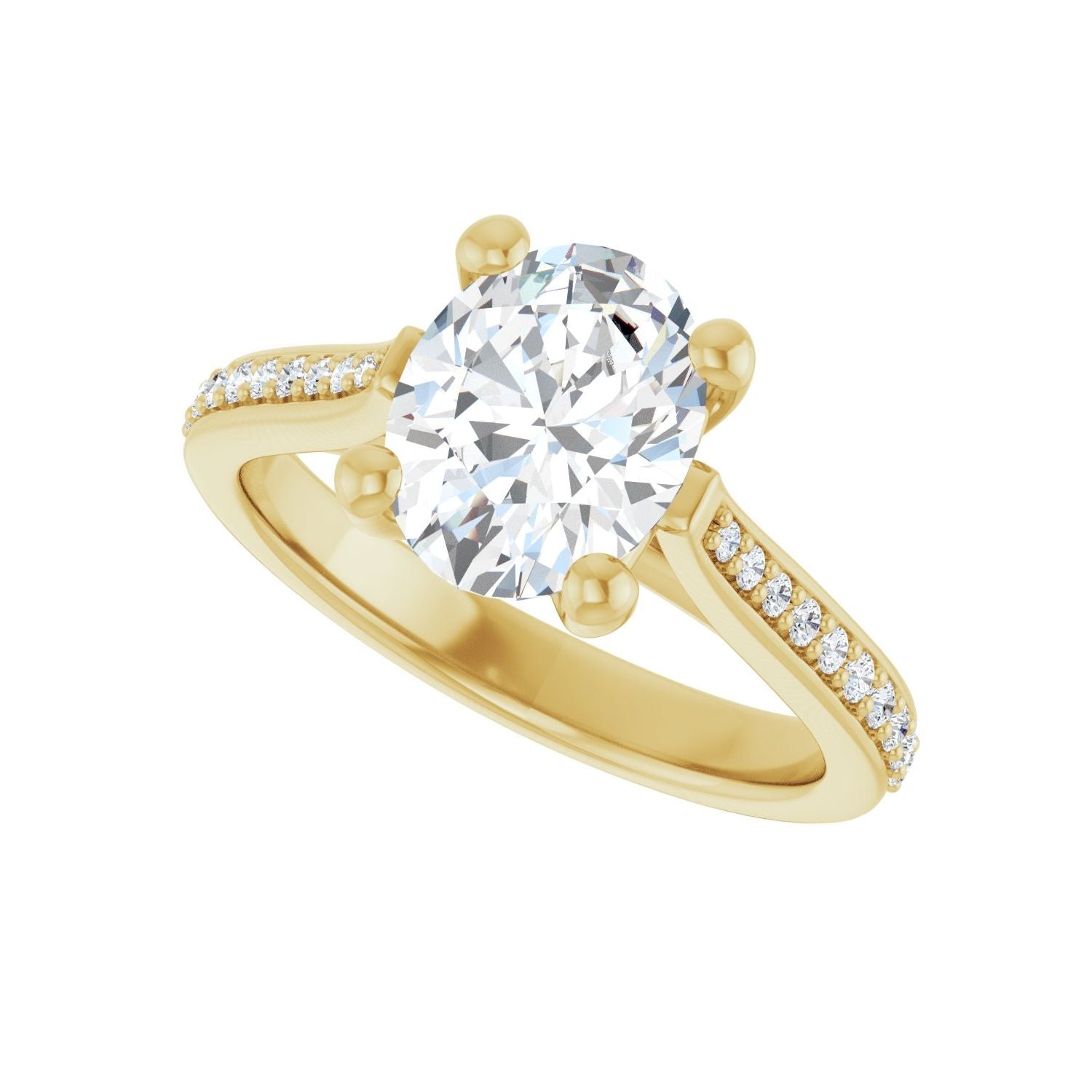 Oval Engagement Ring | Metal Type=14K Yellow Gold | Center Stone Size=2 CT | Image 5