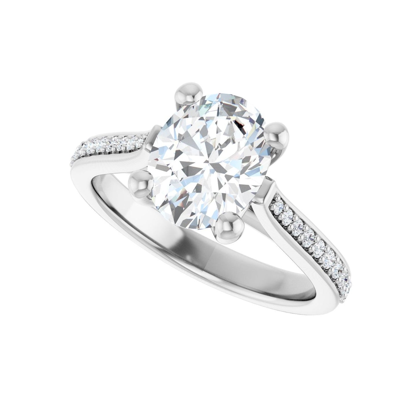 Oval Engagement Ring | Metal Type=14K White Gold | Center Stone Size=2 CT | Image 5