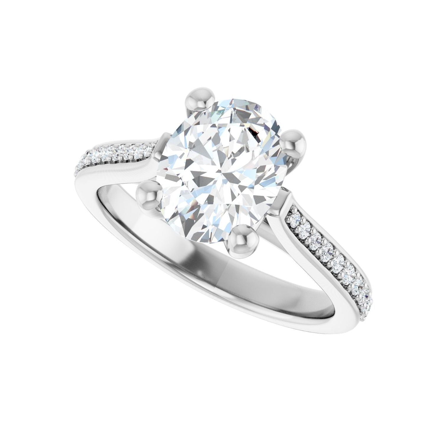 Oval Engagement Ring | Metal Type=14K White Gold | Center Stone Size=2 CT | Image 5