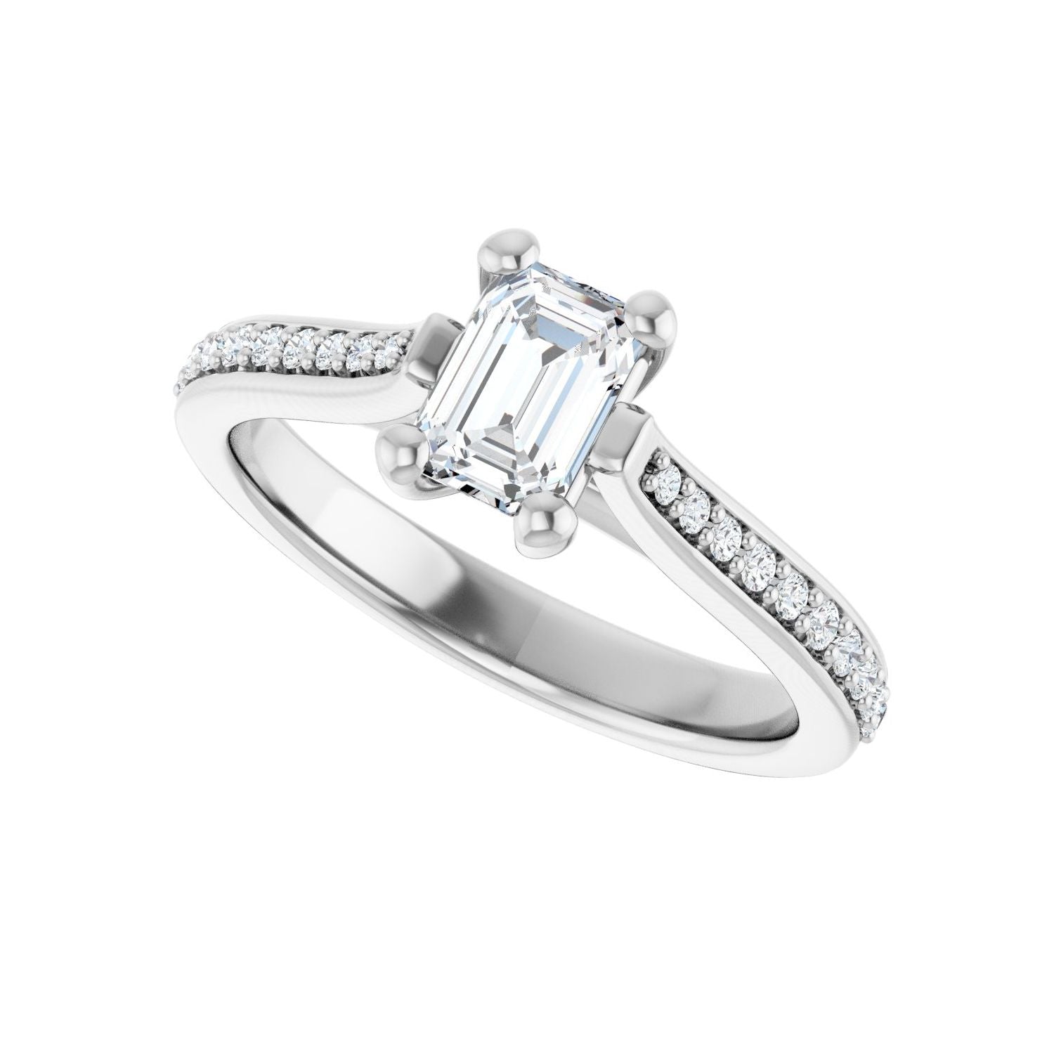 Emerald Engagement Ring | Metal Type=14K White Gold | Center Stone Size=1 CT | Image 5