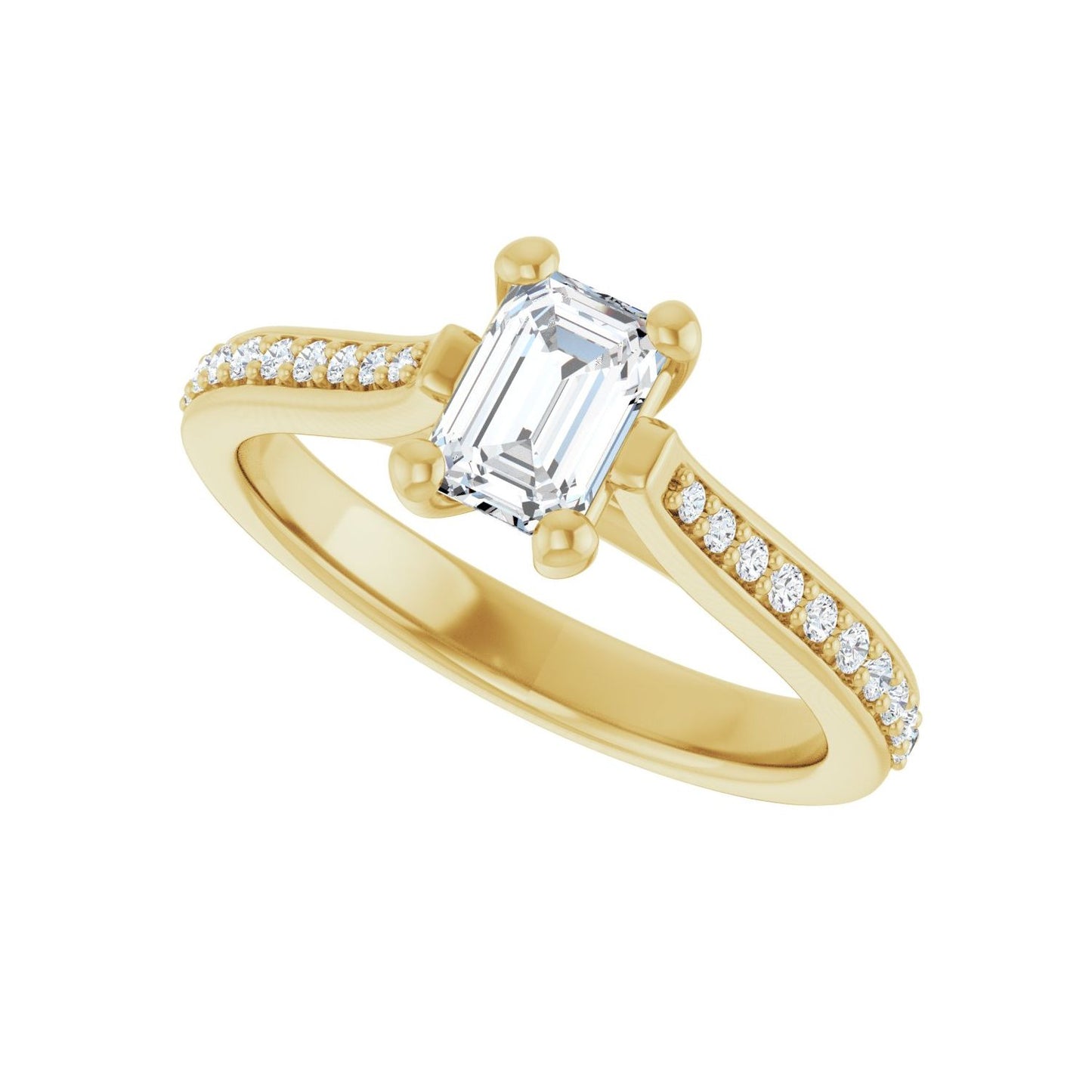 Emerald Engagement Ring | Metal Type=14K Yellow Gold | Center Stone Size=1 CT | Image 5