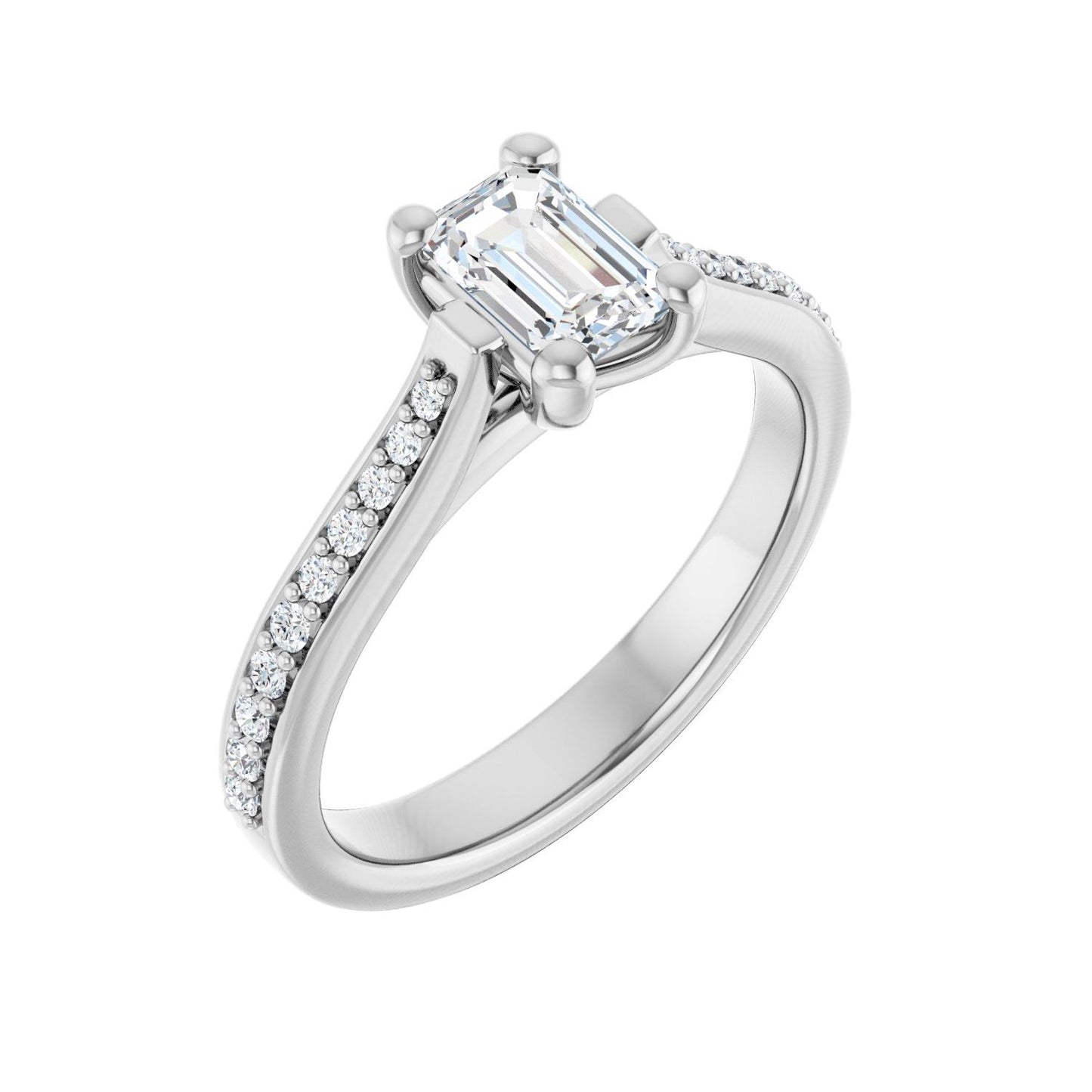 Emerald Engagement Ring | Metal Type=14K White Gold | Center Stone Size=1 CT | Image 1