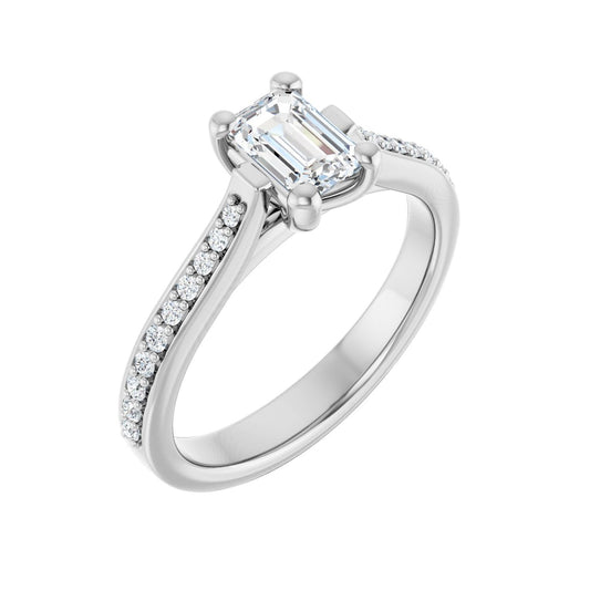 Emerald Engagement Ring | Metal Type=14K White Gold | Center Stone Size=1 CT | Image 1